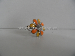 Prsten květ s kamínky oranžovo žlutý BZ-05559