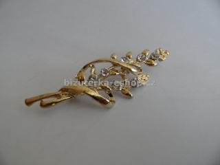 Brož větvička s kamínky zlatá BZ-05794
