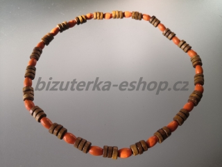 Dřevěné korále na krk hnědo oranžové BZ-071891