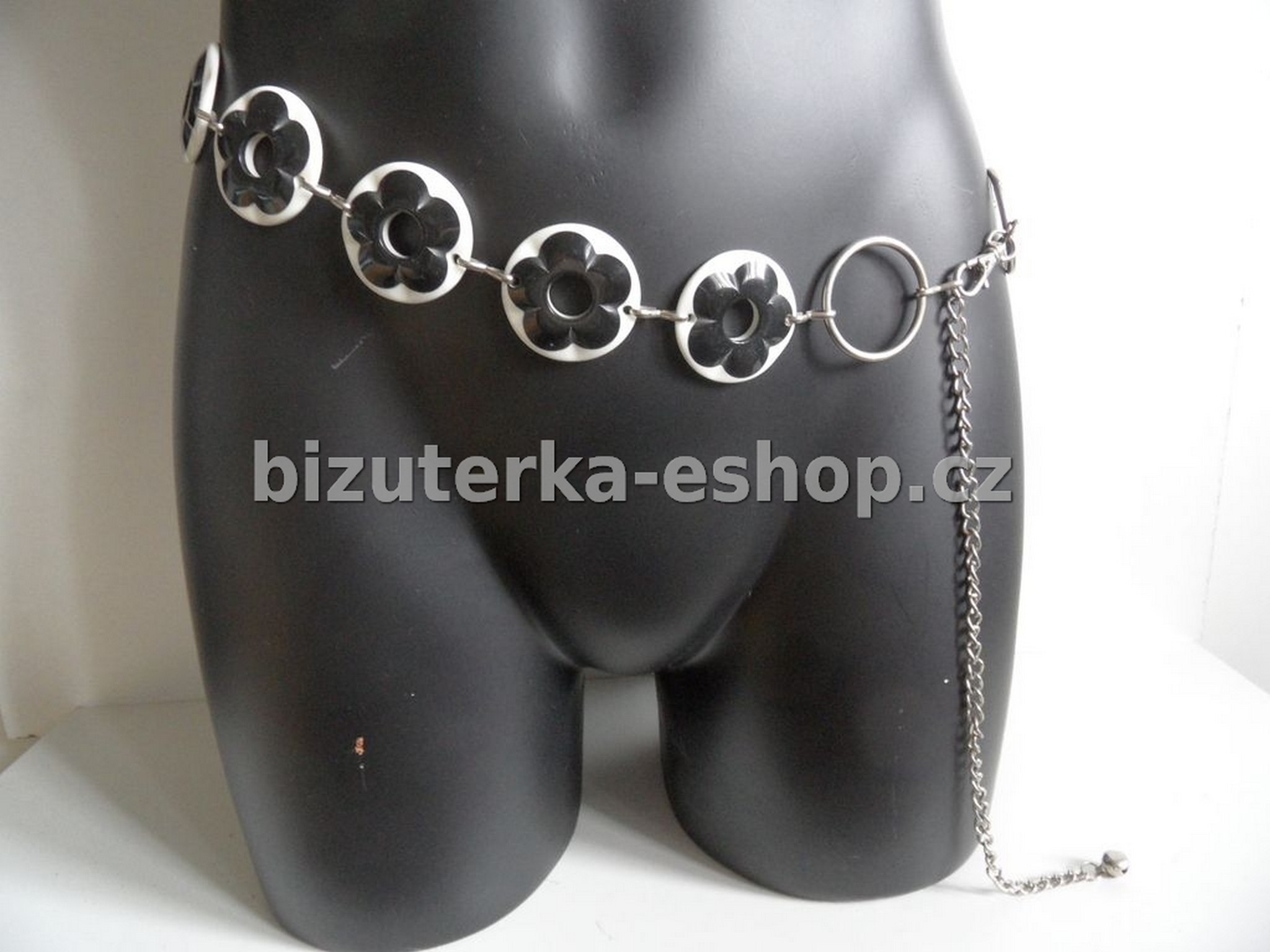Pásek na boky bílo černý BZ-04059