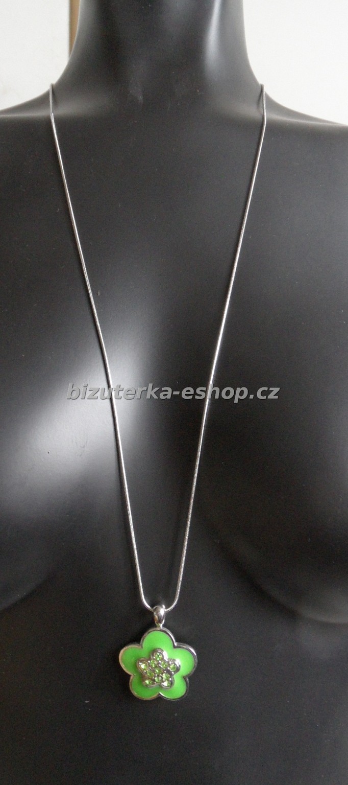 Náhrdelník s kytkou zelený BZ-04398