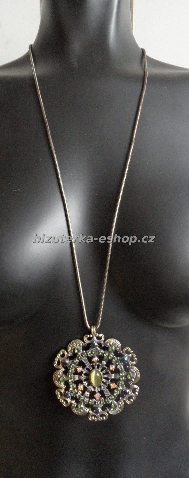 Náhrdelník s plackou barevný dlouhý BZ-04442