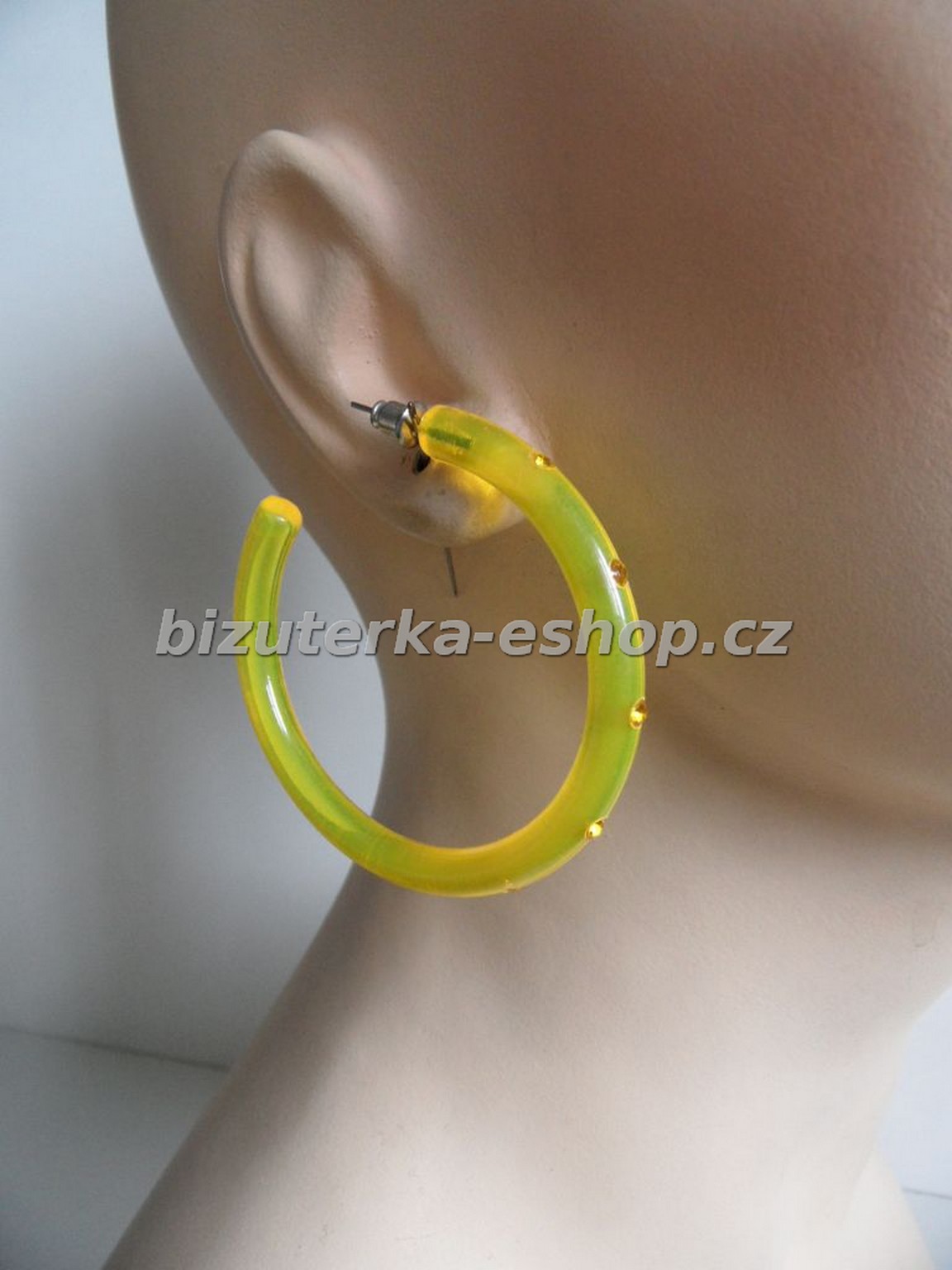 Naušnice kruhy s kamínky žluté BZ-04497