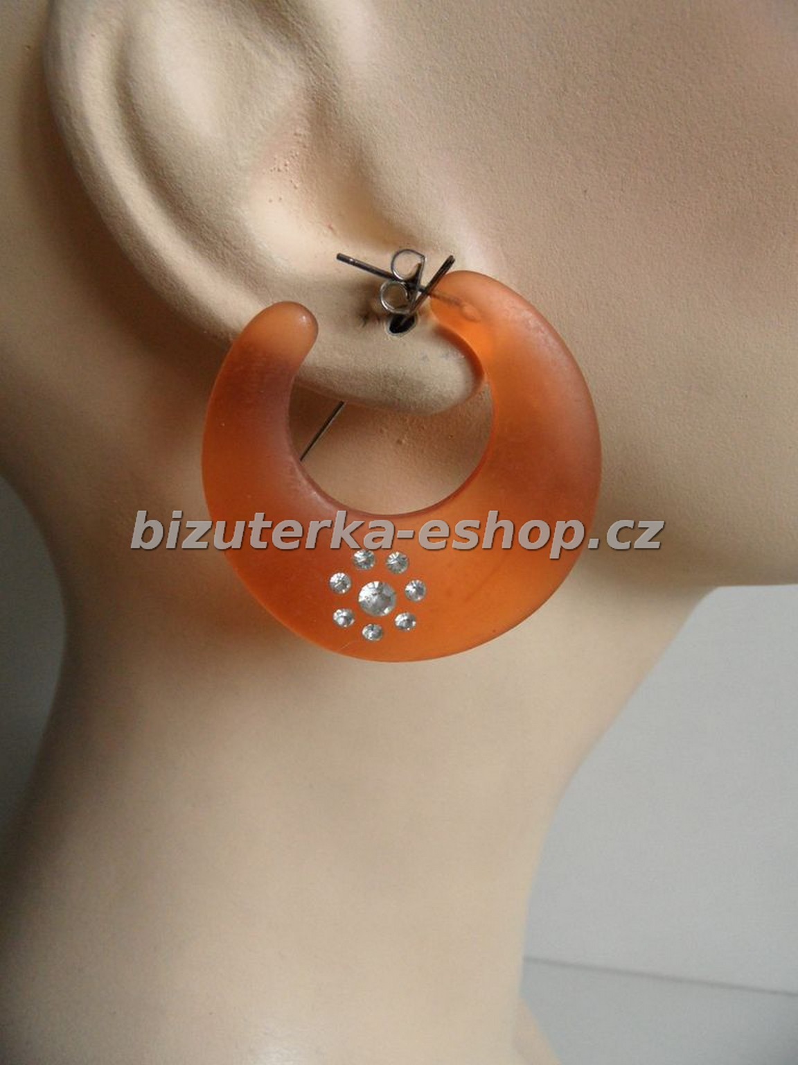 Naušnice kruhy oranžové s kamínky BZ-04536