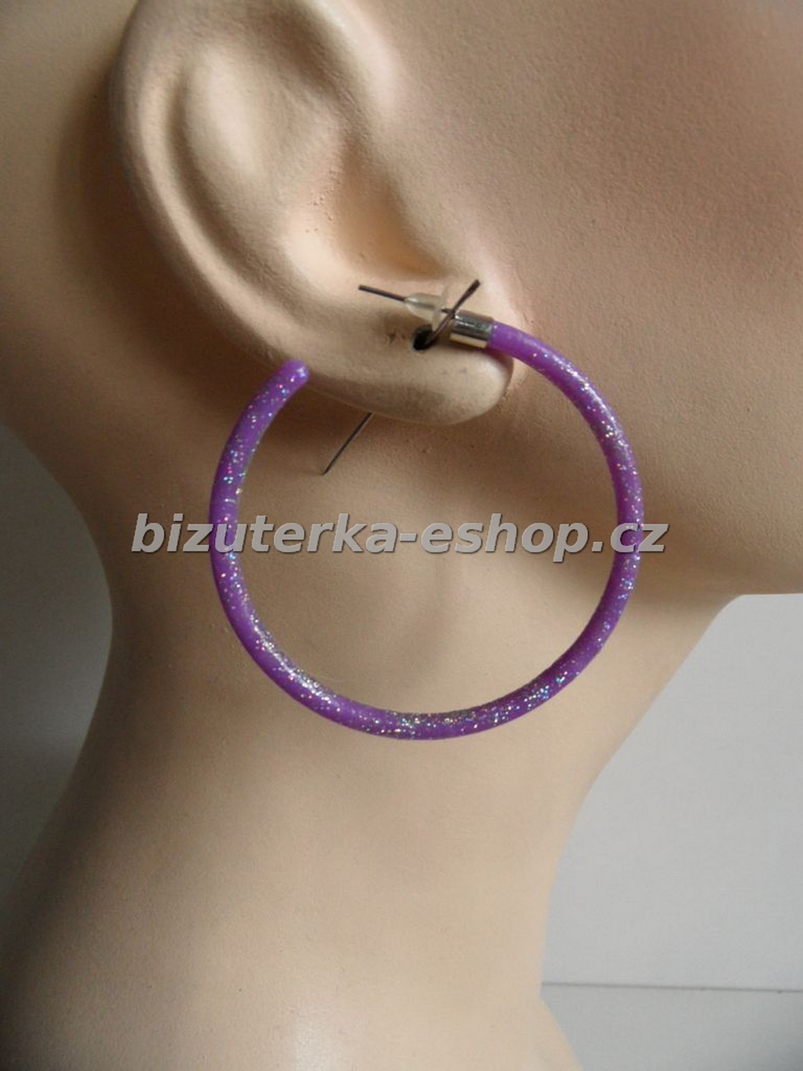 Naušnice kruhy fialové s flitry BZ-04561