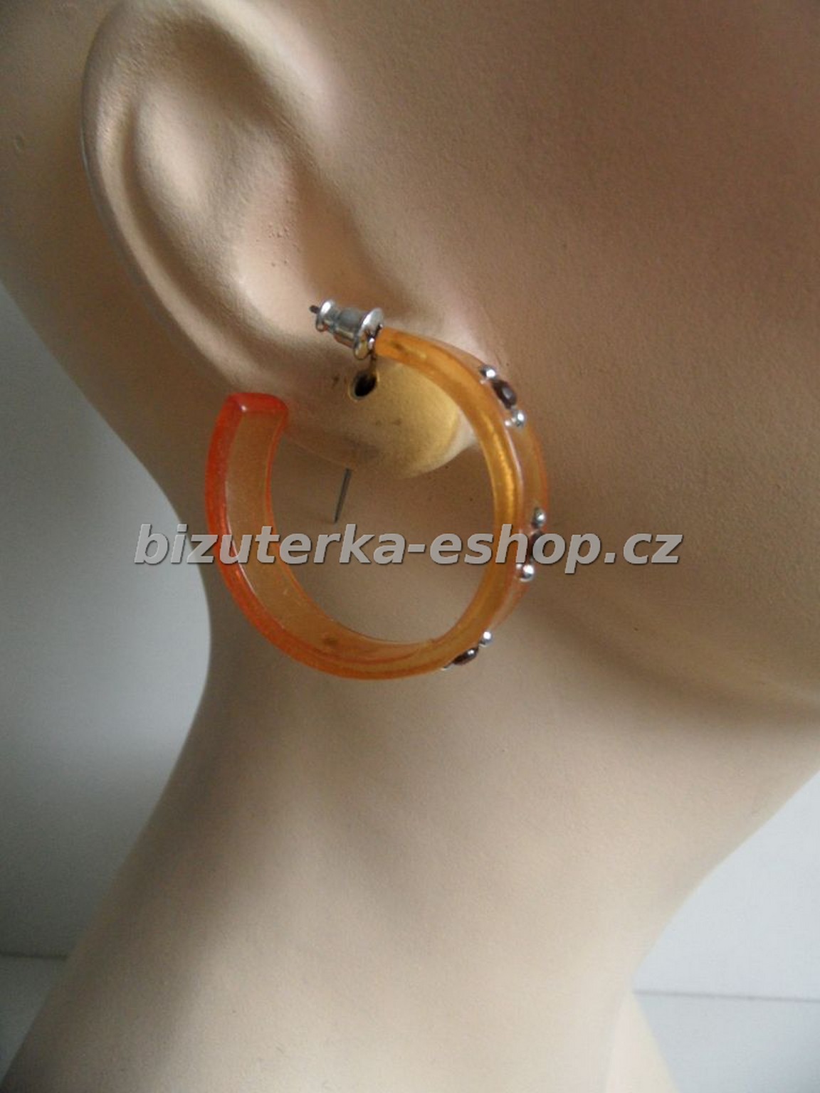 Naušnice kruhy oranžové s kamínky BZ-04576