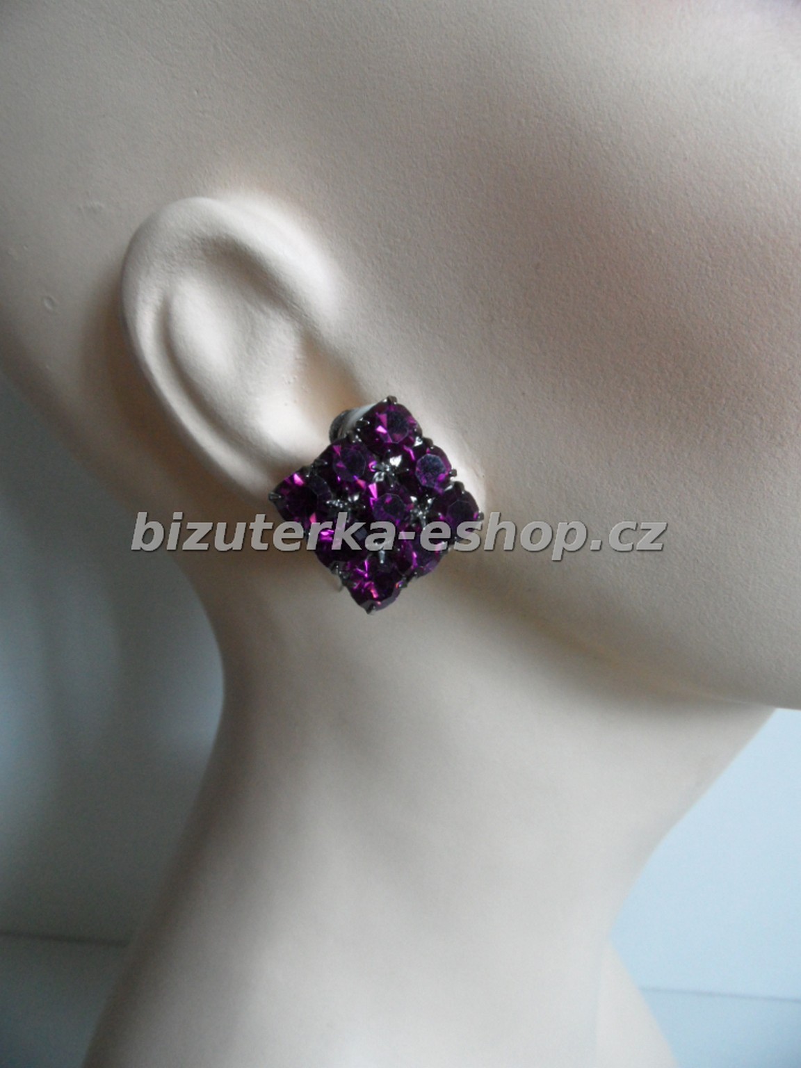 Naušnice klipsy z kamínků fialové BZ-04724