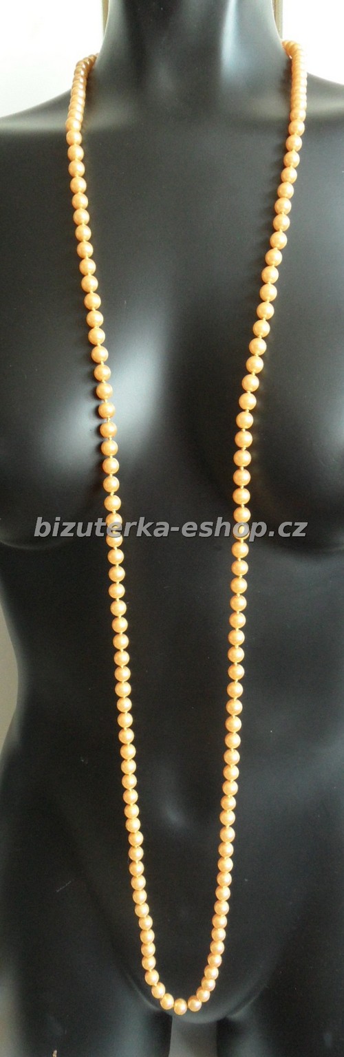 Náhrdelník perličky dlouhý zlato oranžový BZ-04896