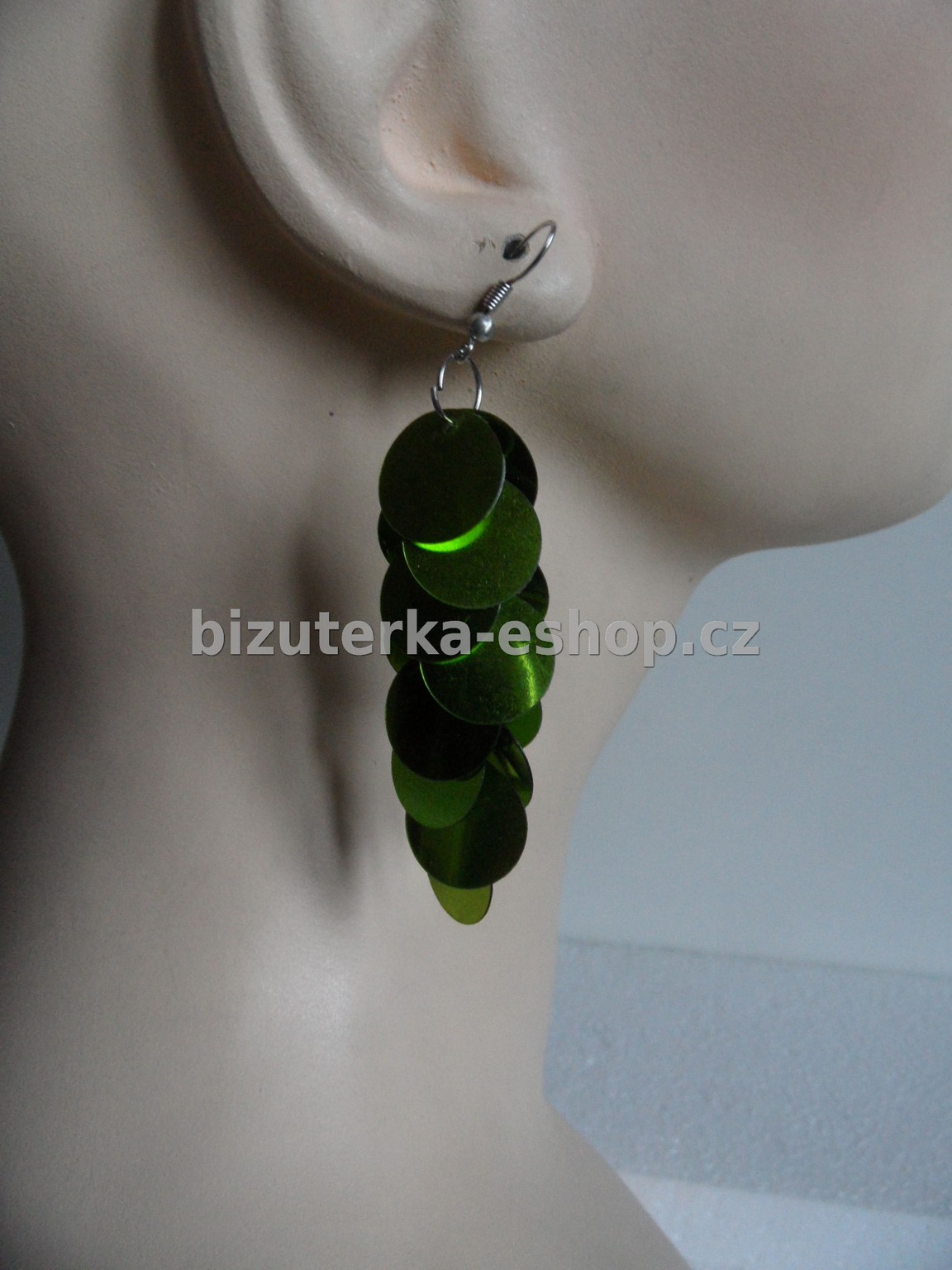 Naušnice závěsné zelené lesklé  BZ-03165