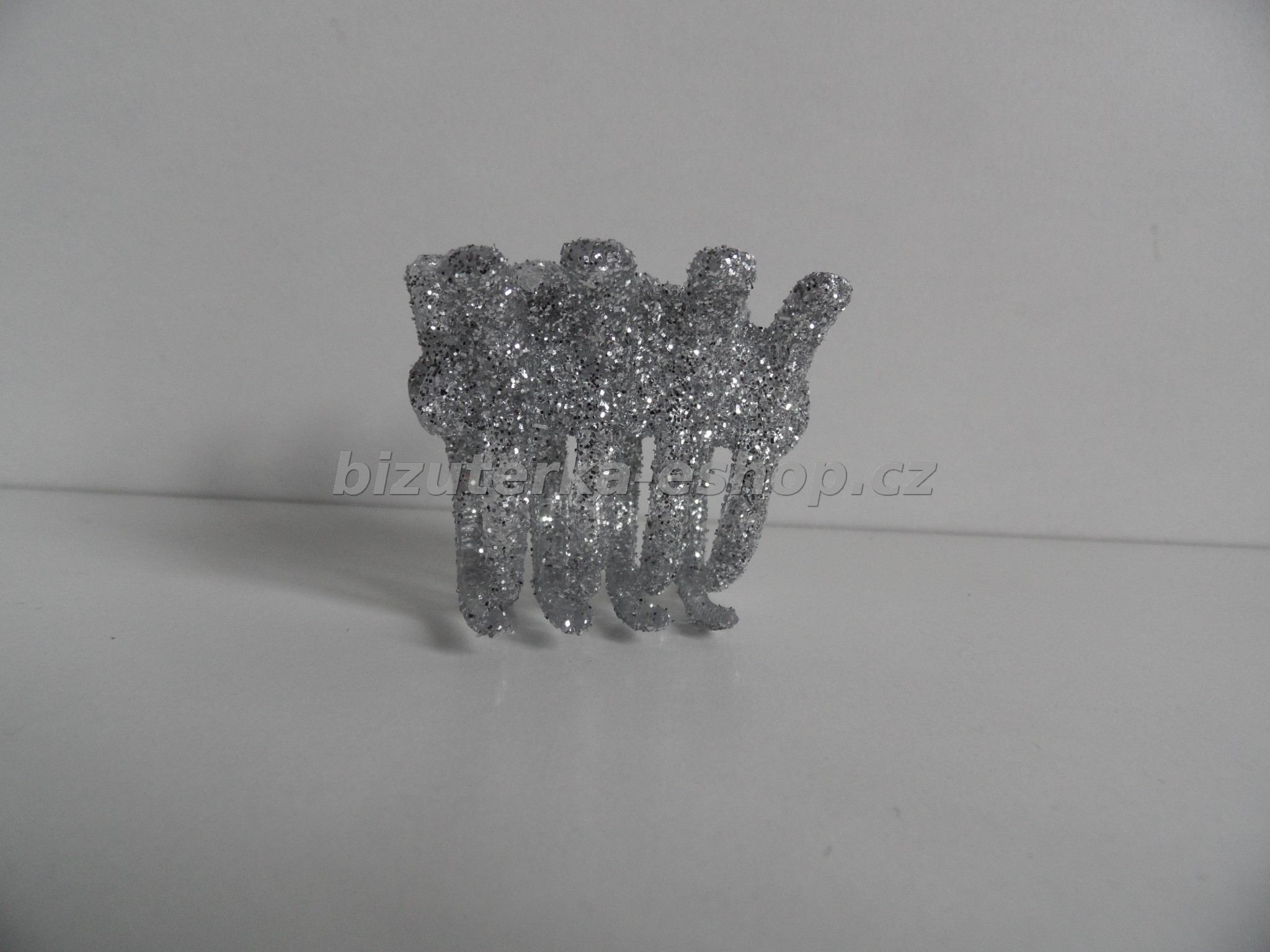 Skřipec do vlasů stříbrný se třpytkami BZ-05178