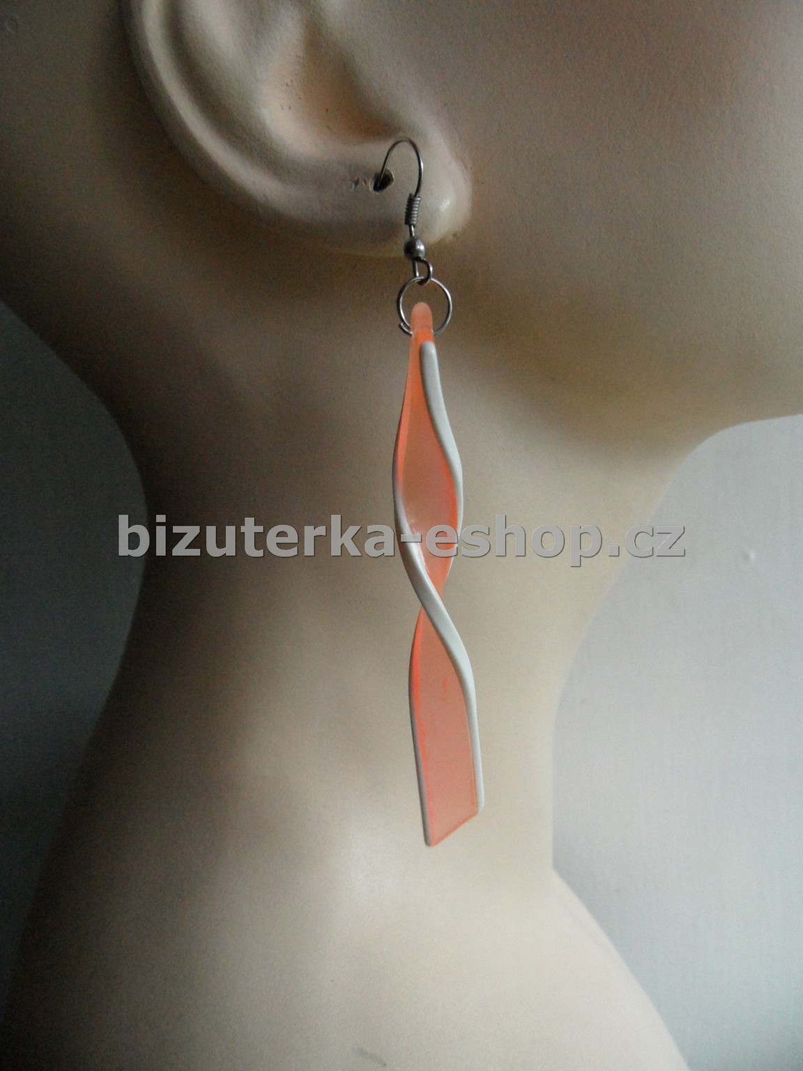Naušnice závěsné růžovo bílé BZ-05404
