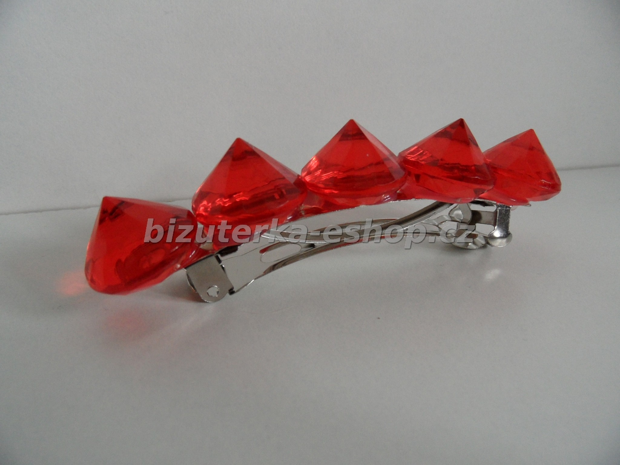 Spona do vlasů s kamínky červená BZ-05488