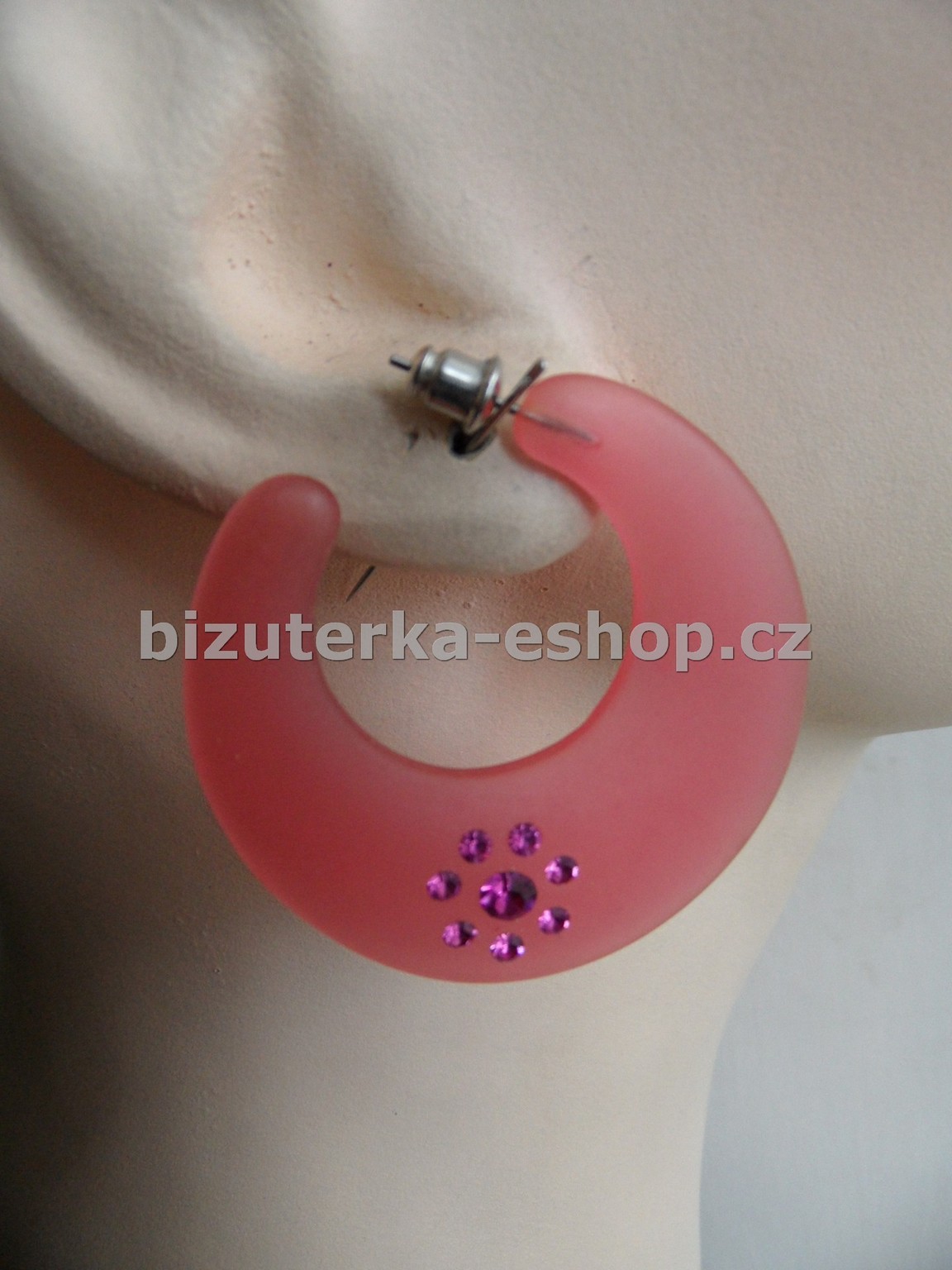 Naušnice kruhy růžové placaté BZ-05657
