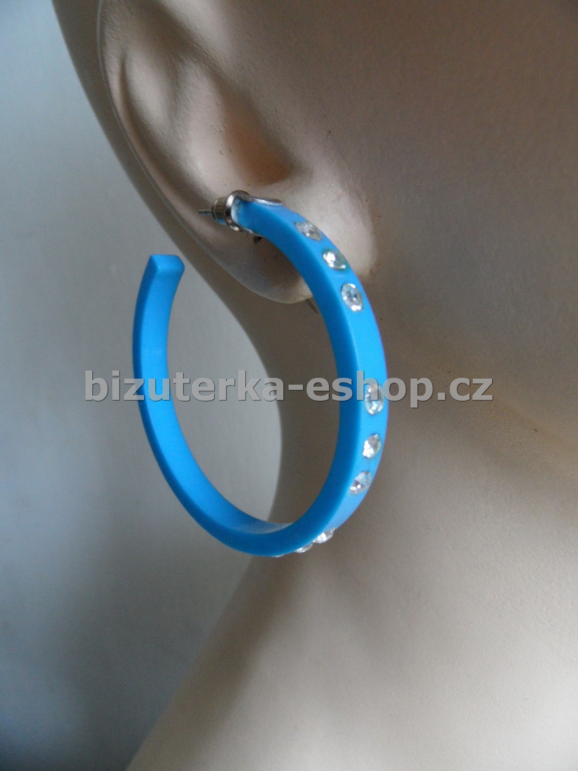 Naušnice kruhy s kamínky modré BZ-05678