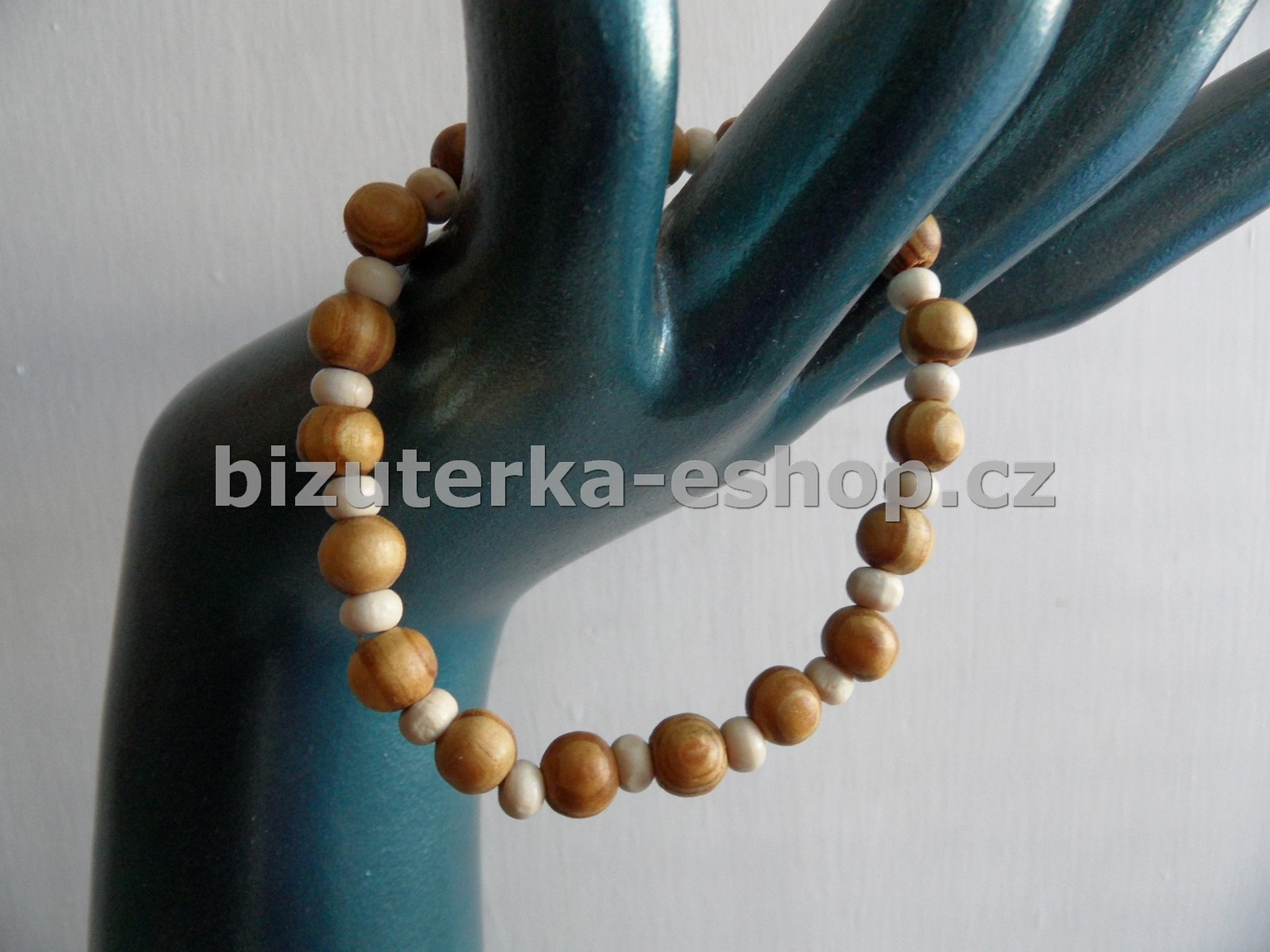 Náramek korálky dřevěný dvojbarevný BZ-05866