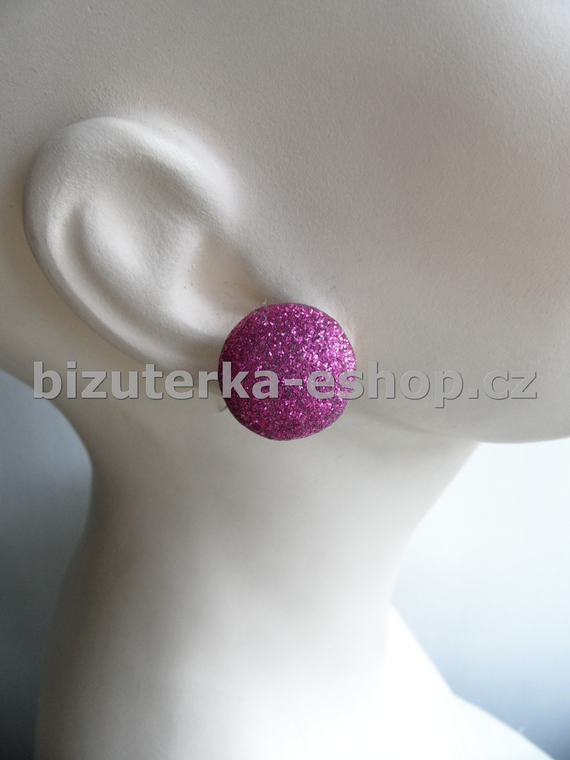 Naušnice klipsy se třpytkami fuchsiové BZ-05887