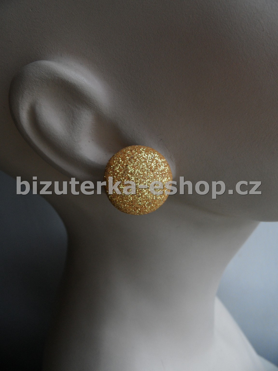 Naušnice klipsy se třpytkami žluto zlaté BZ-05889