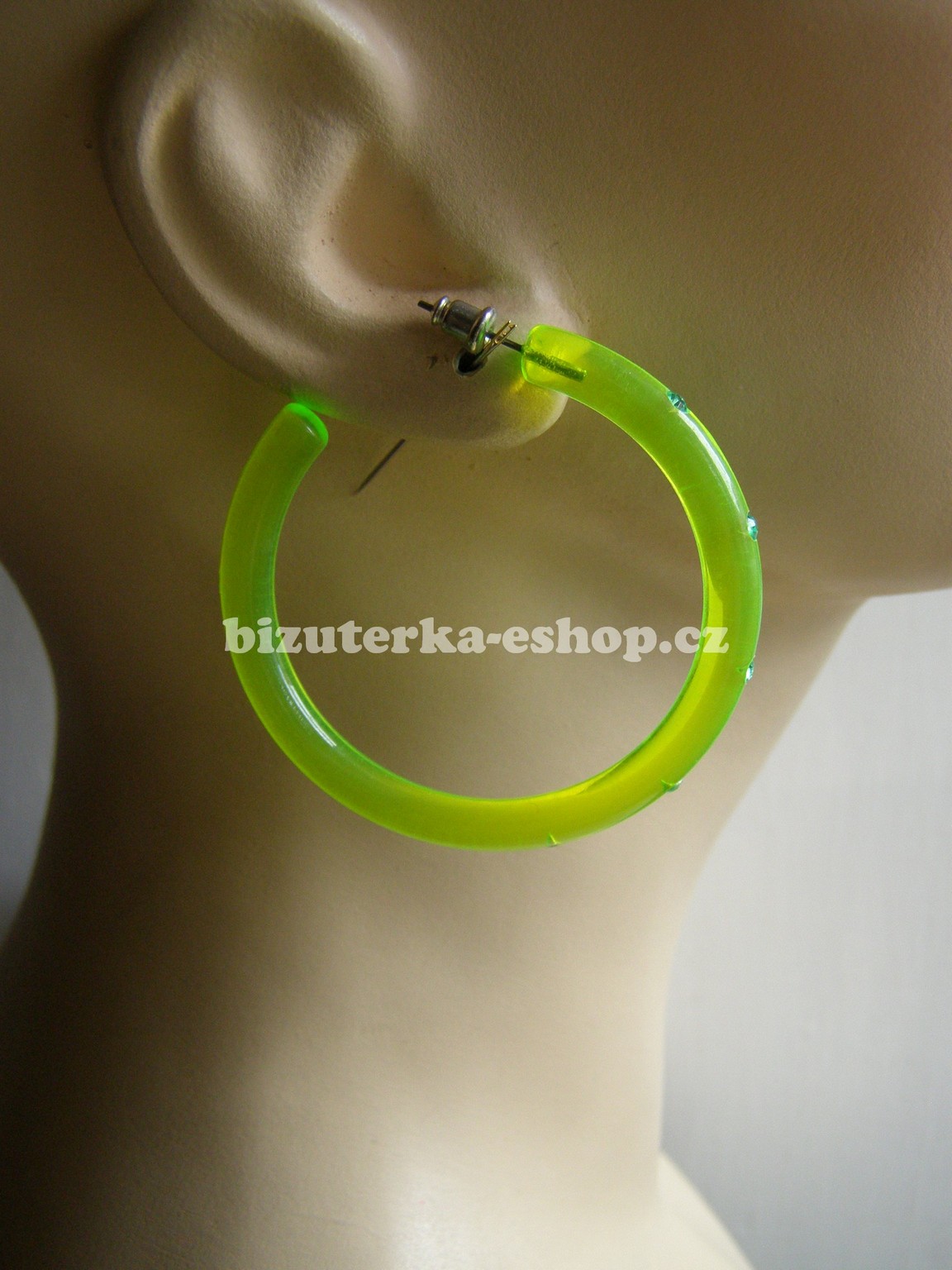 Naušnice kruhy fosforově žluté s kamínky BZ-06057
