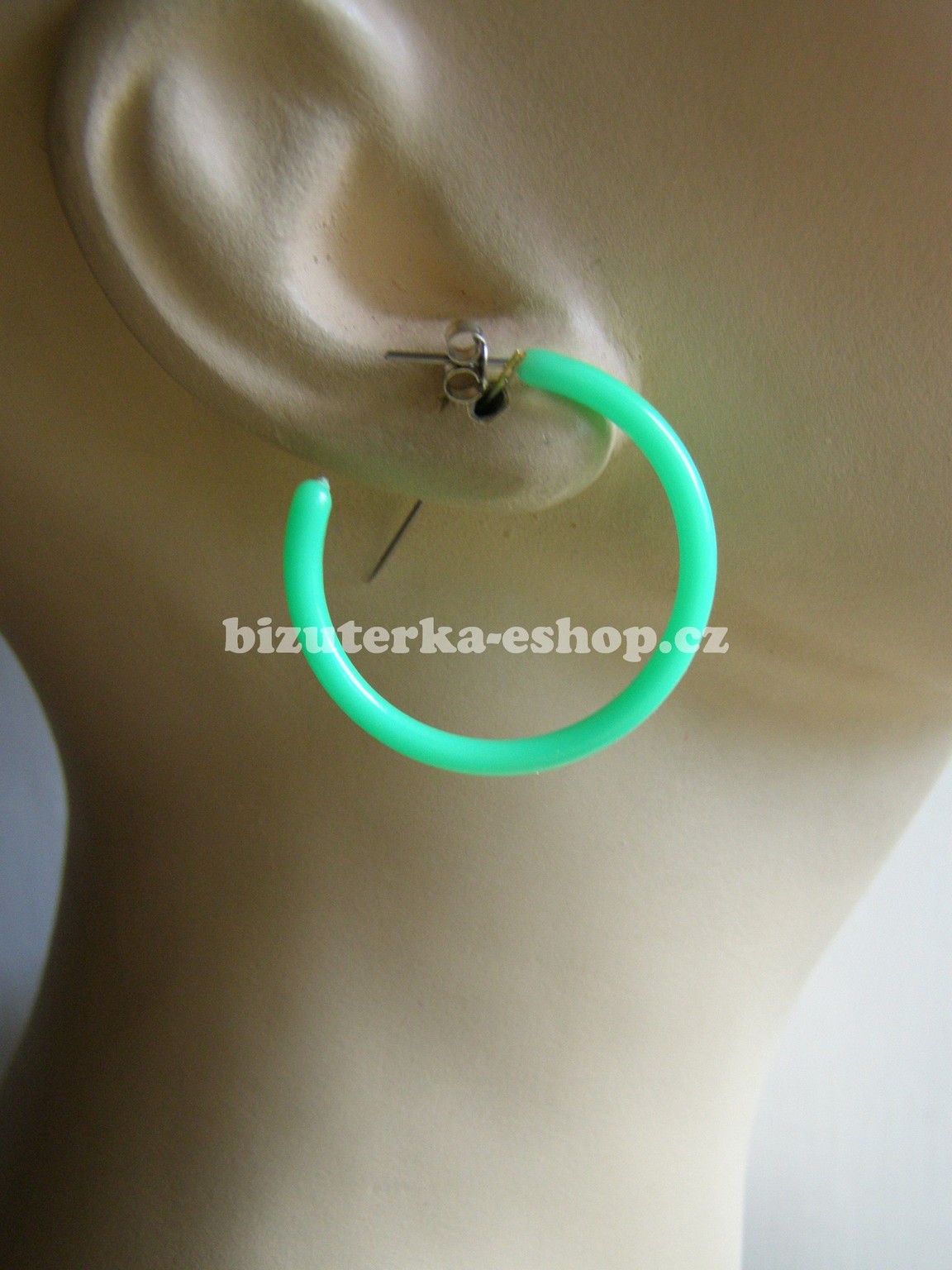 Naušnice kroužky fosforově zelené BZ-06077