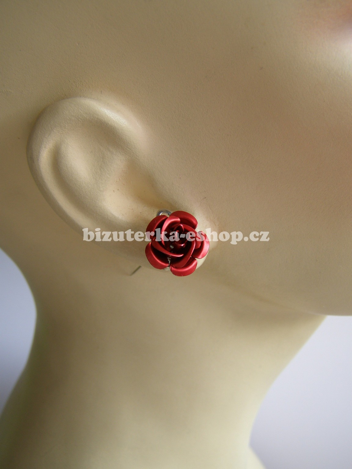 Naušnice klipsy růžičky červené BZ-06269
