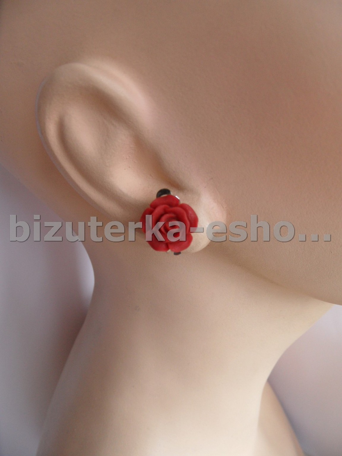 Naušnice klipsy růžičky červené BZ-6749