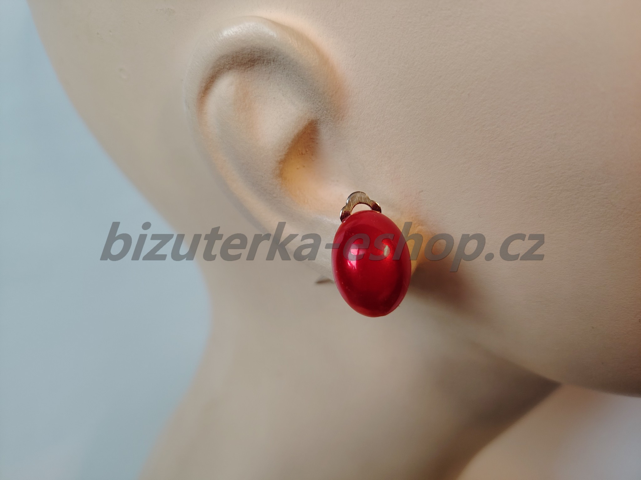 Naušnice klipsy oválné červené BZ-6753