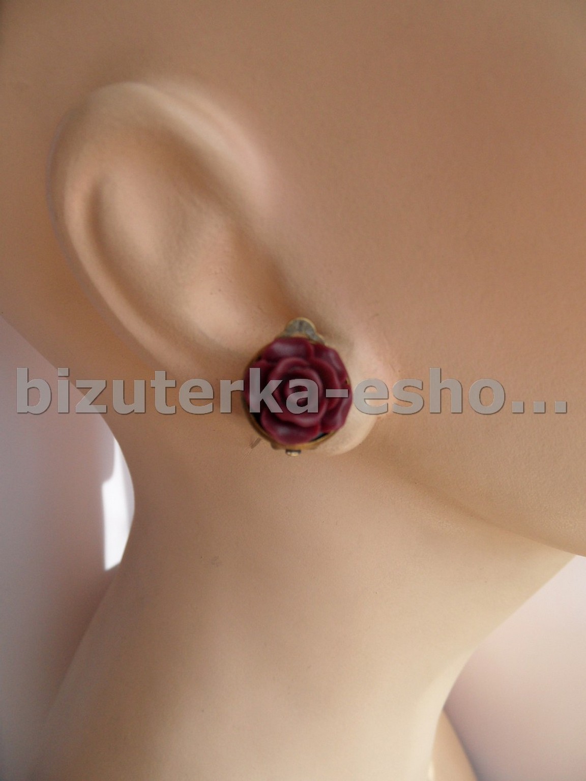 Naušnice klipsy růžičky vínové BZ-6765