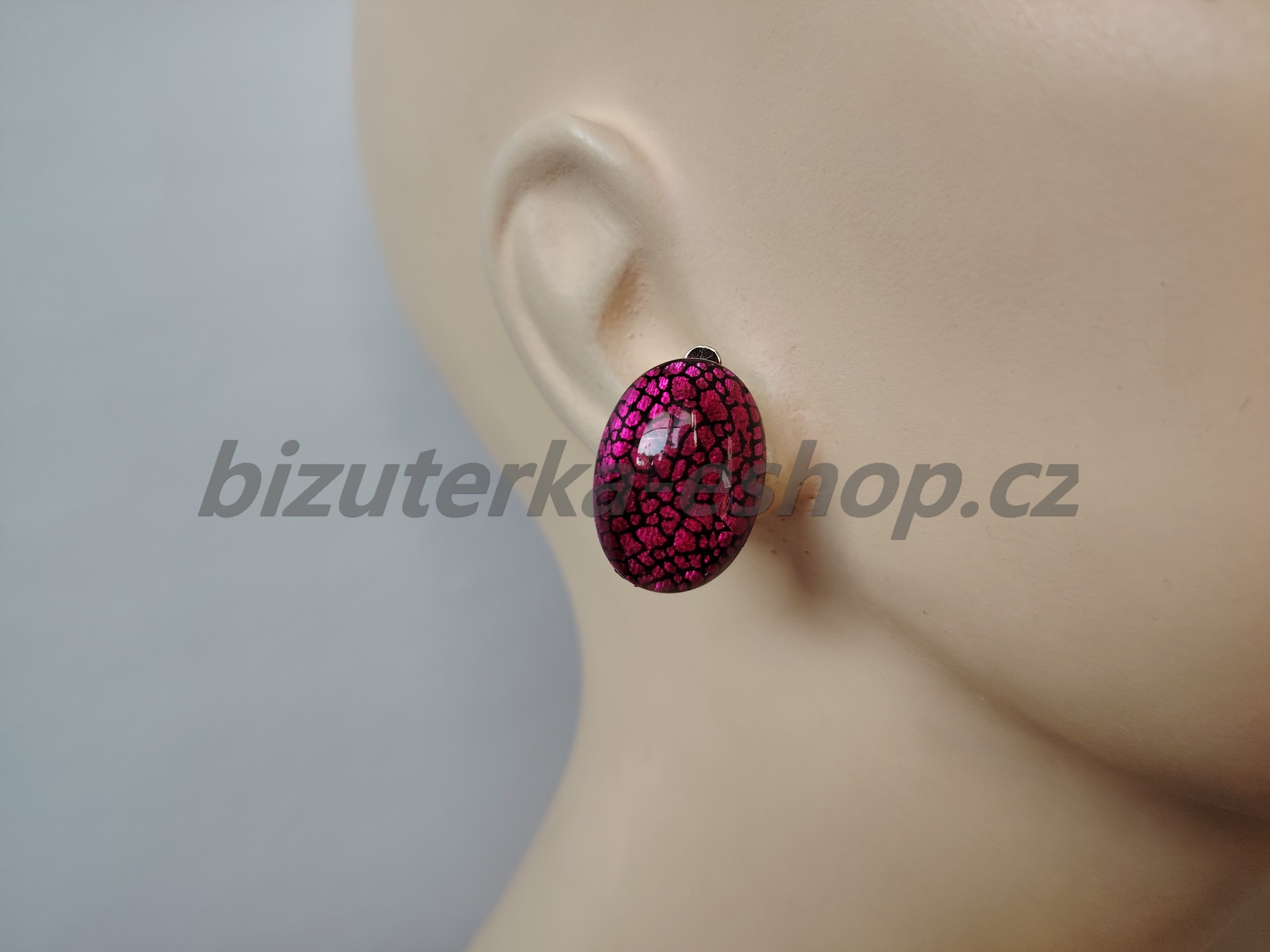 Naušnice klipsy oválné fuchsiové BZ-6770