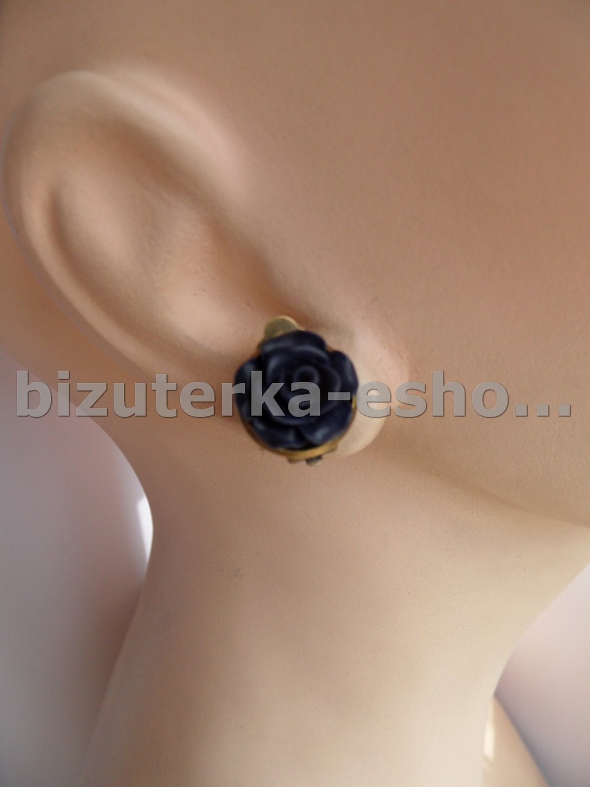 Naušnice klipsy růžičky tmavě modré BZ-6774