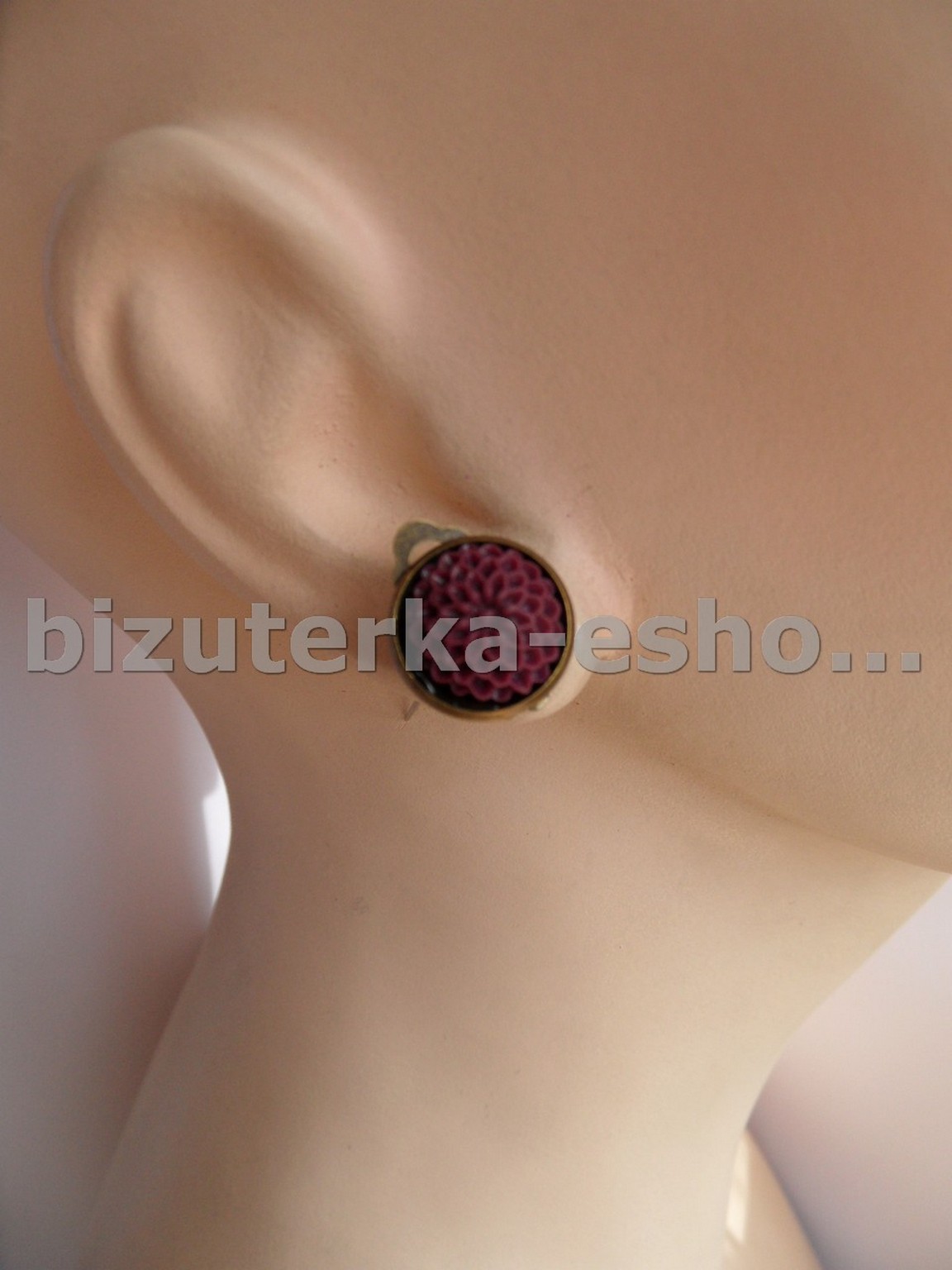 Naušnice klipsy květy vínové BZ-6783