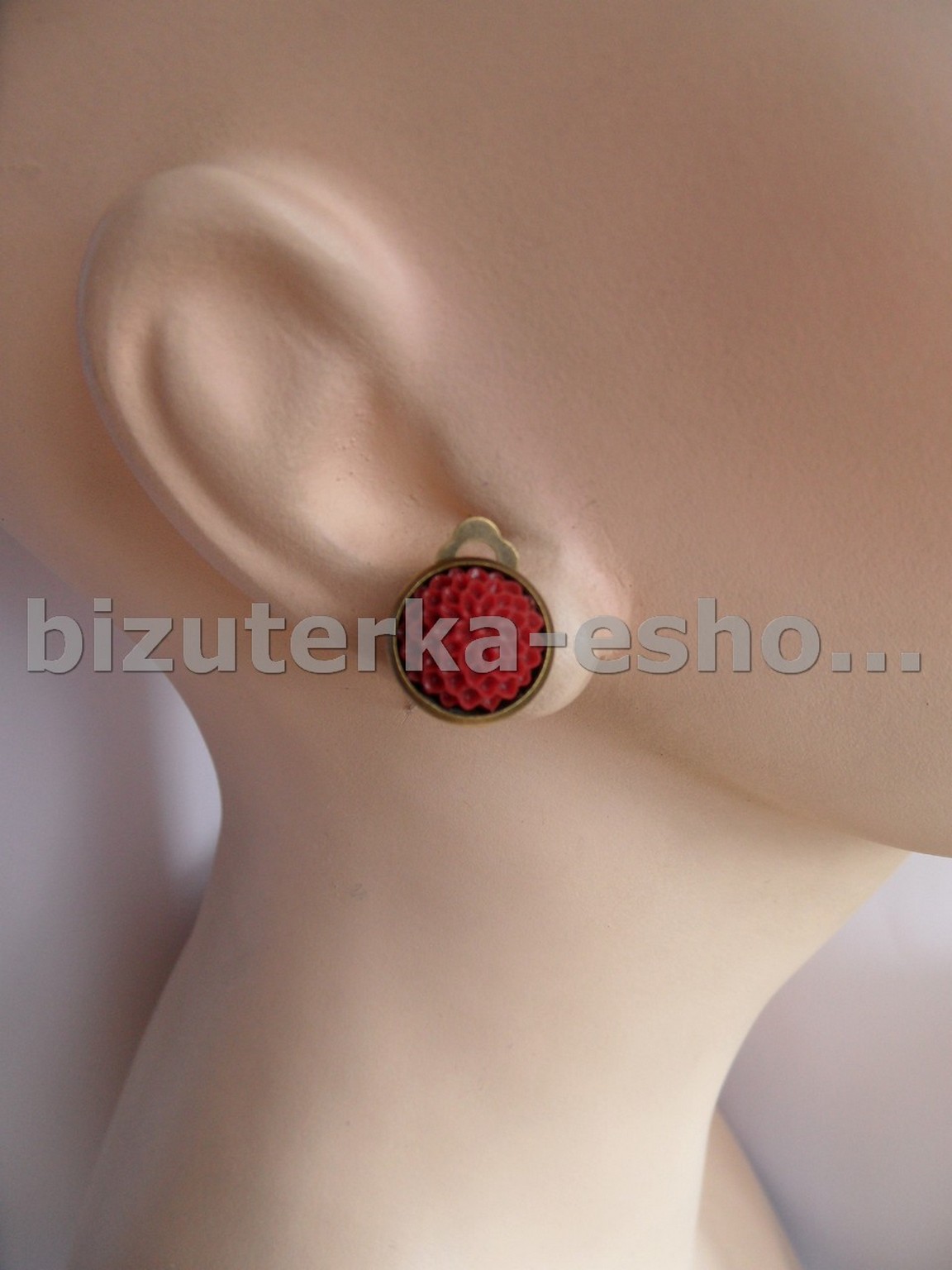 Naušnice klipsy květy tmavě červené BZ-7694