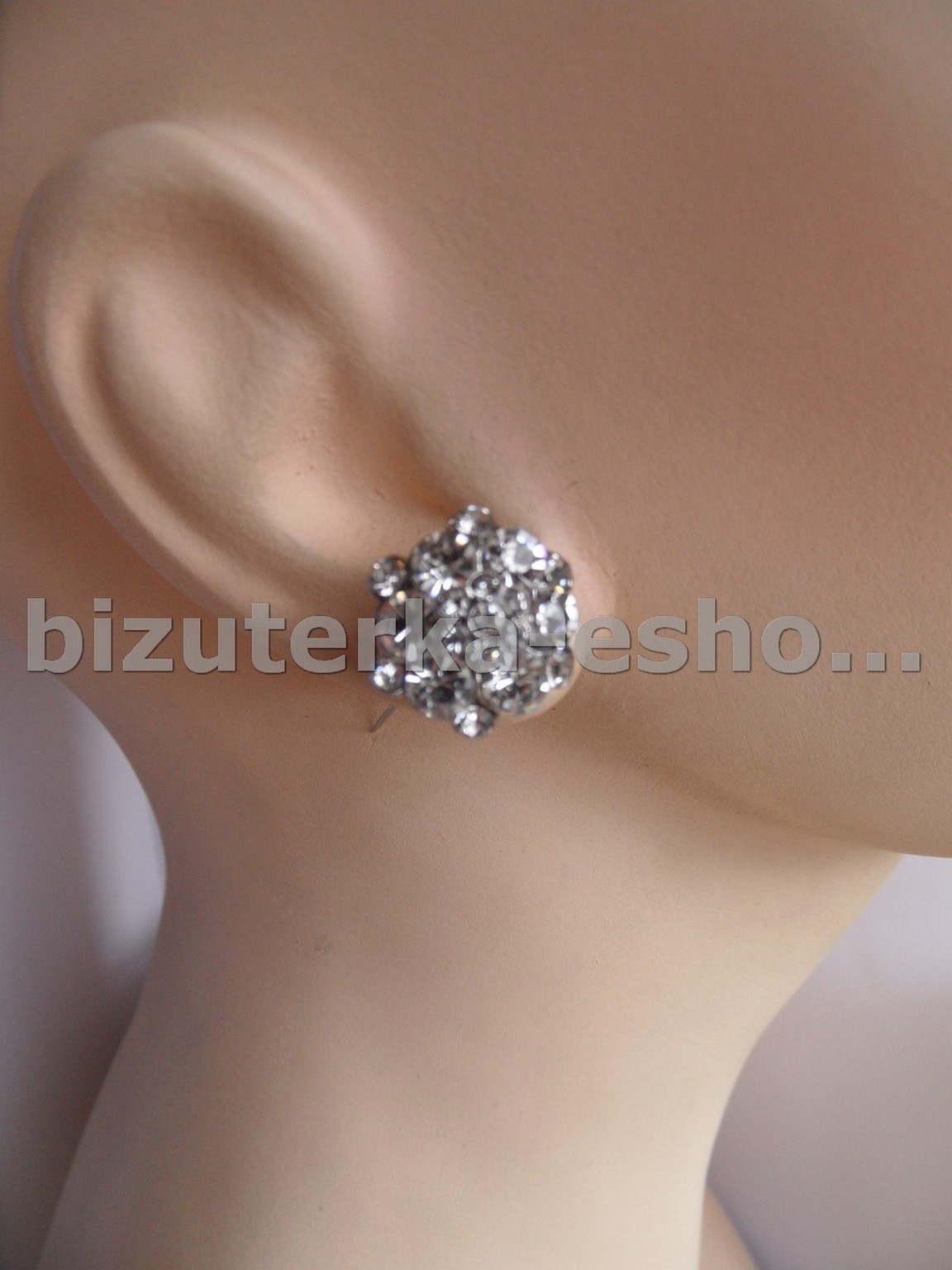 Naušnice klipsy s kamínky stříbrné BZ-7695