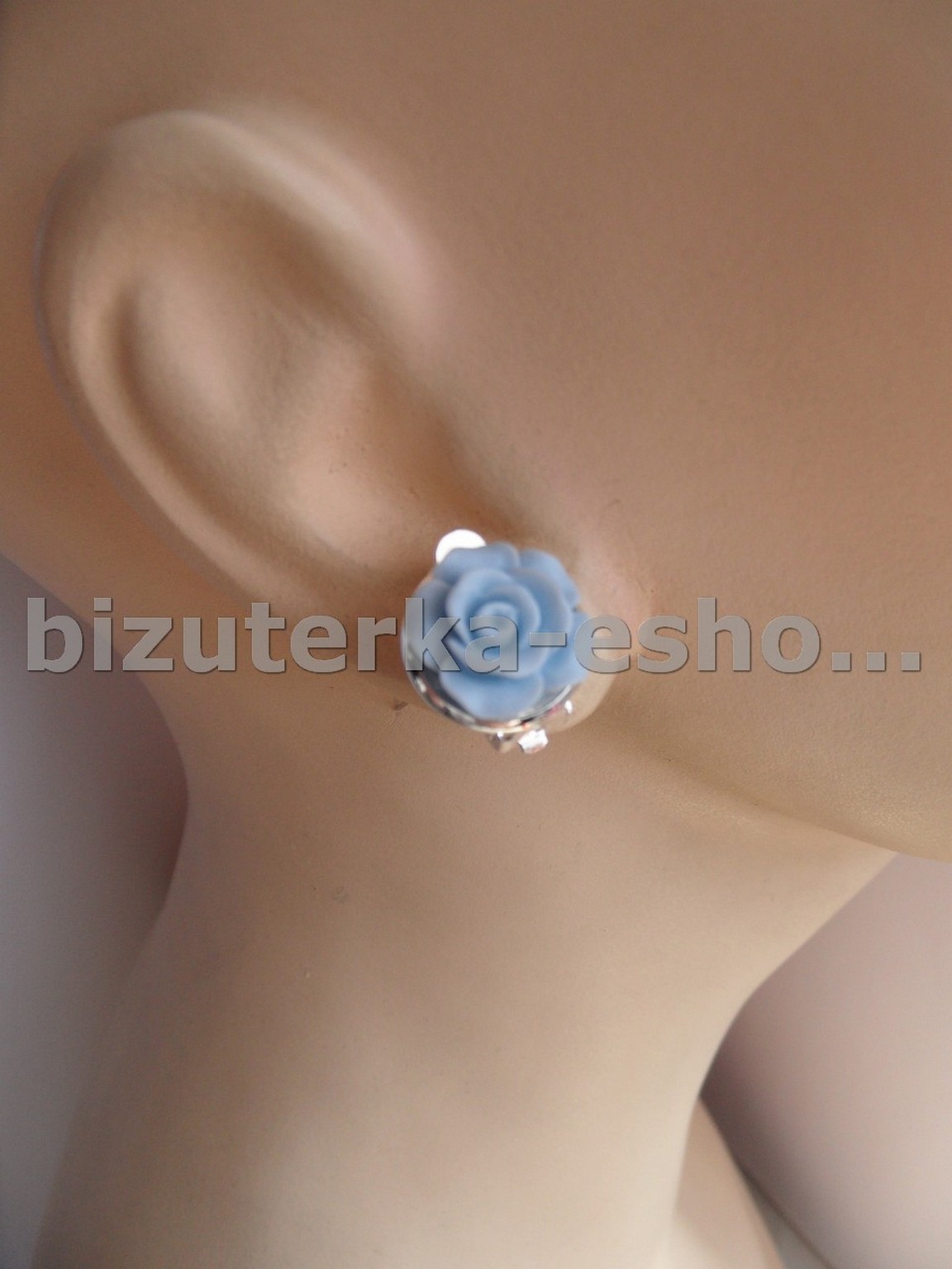 Naušnice klipsy růžičky světle modré BZ-7698