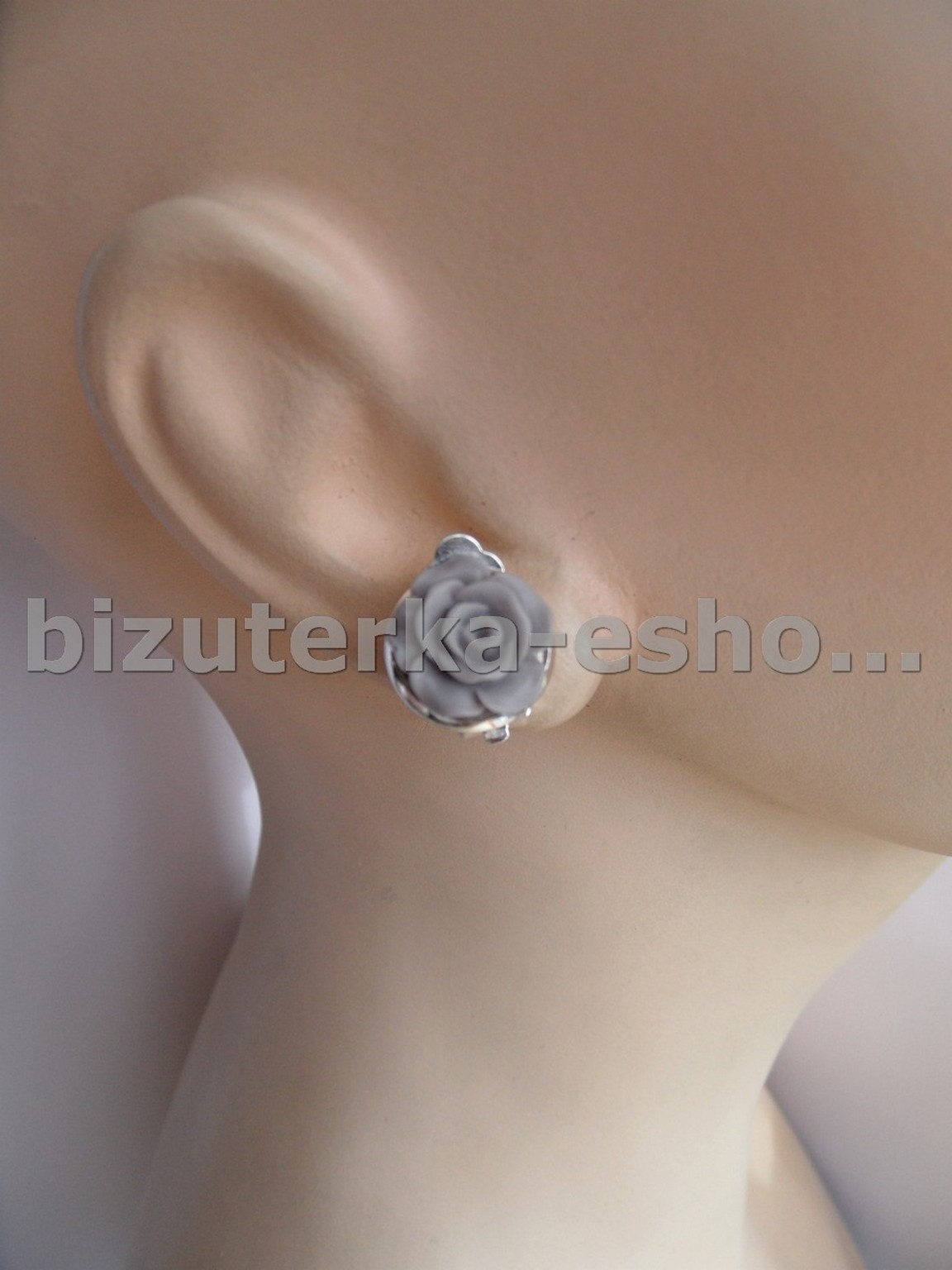 Naušnice klipsy růžičky šedé BZ-6800