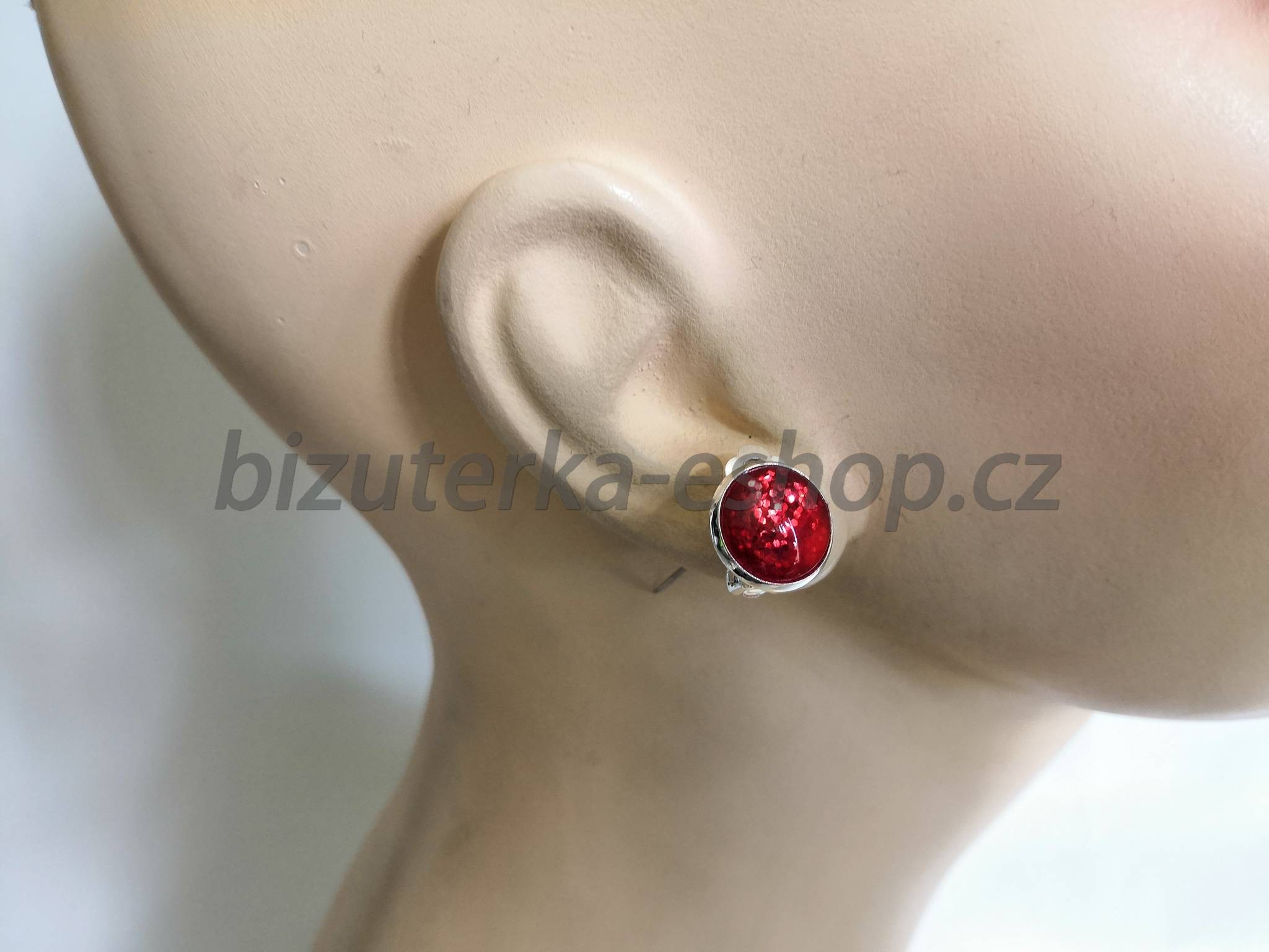 Naušnice klipsy červené BZ-07056