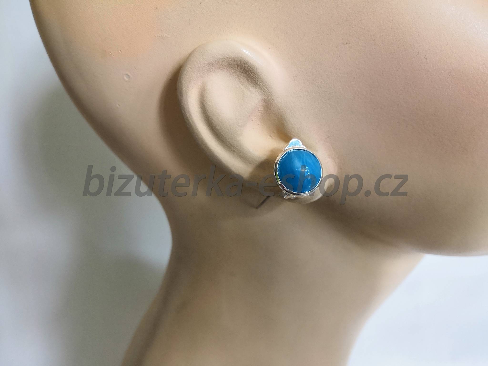 Naušnice klipsy modré žíhané BZ-07060