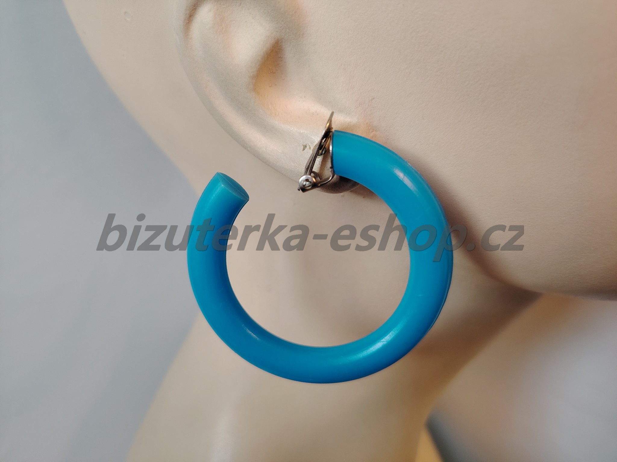 Naušnice klipsy kruhy modré BZ-07066