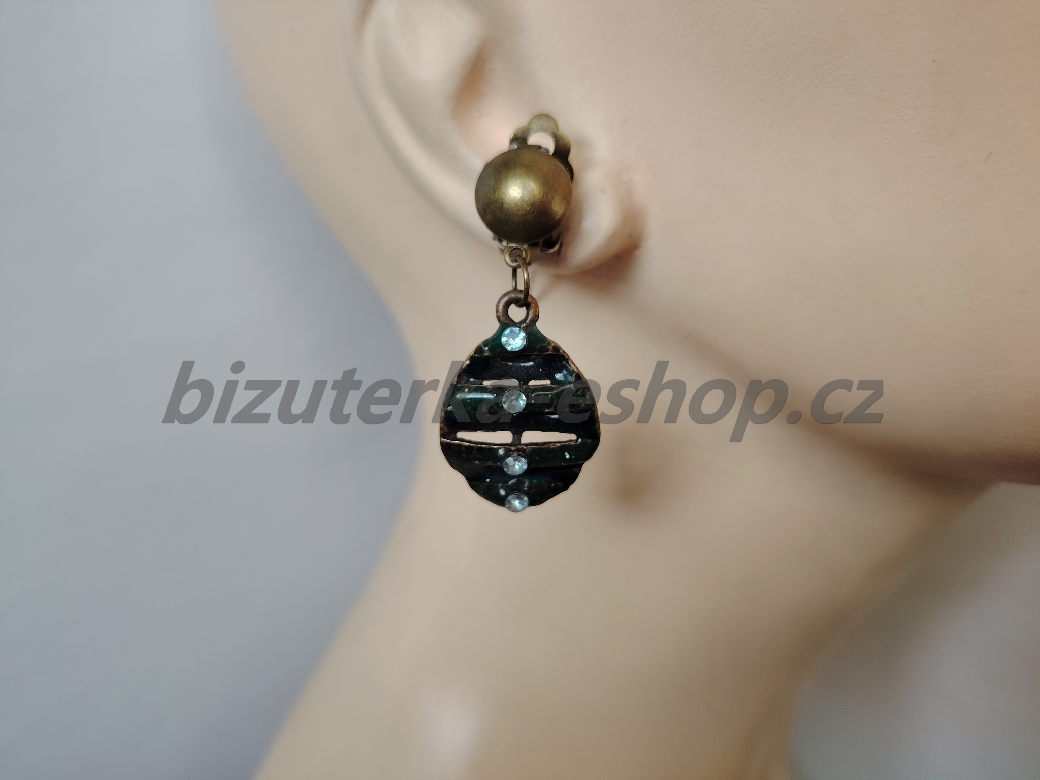 Naušnice klipsy visací zeleno modré BZ-07094