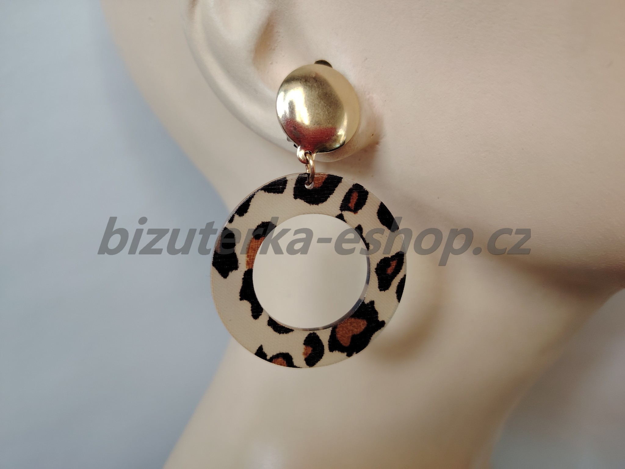 Naušnice klipsy kruhy gepardí vzor BZ-07095