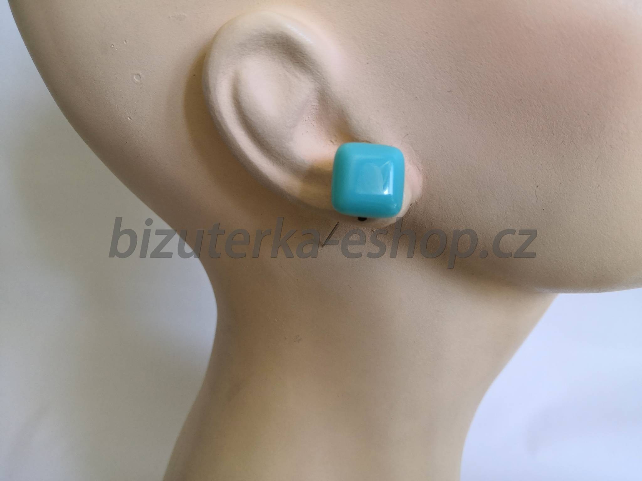 Naušnice klipsy hranaté tyrkysové BZ-07096