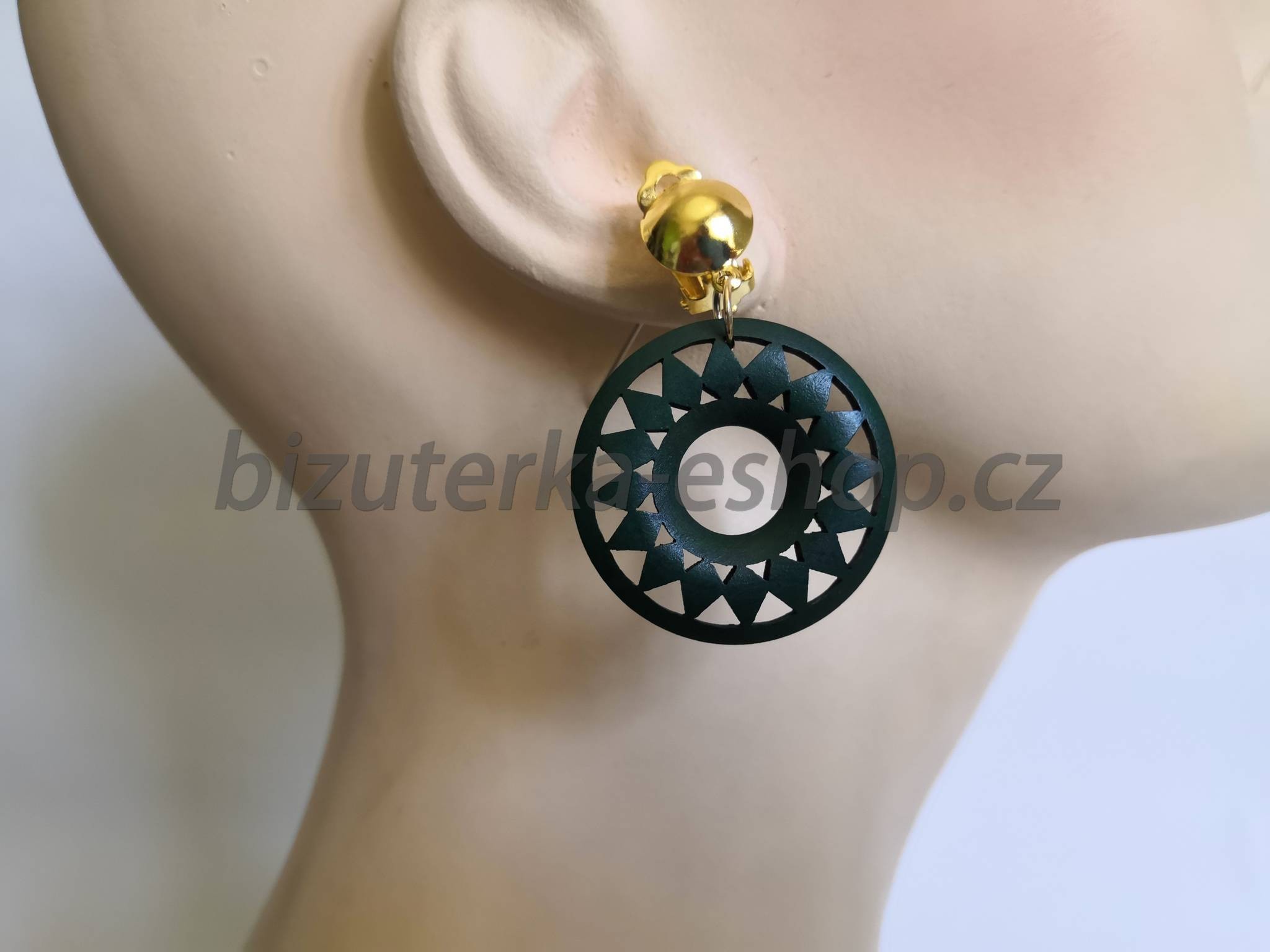 Naušnice klipsy visací kulaté zelené BZ-07098