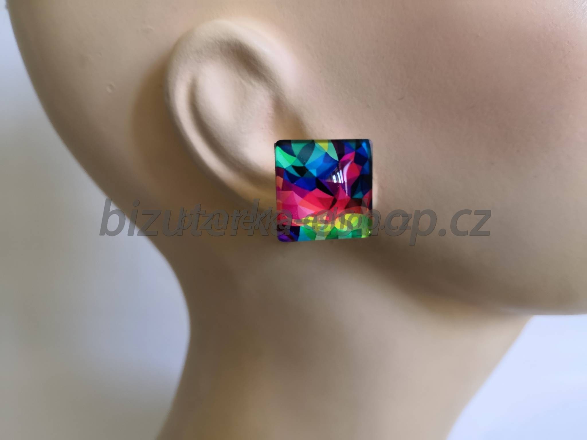 Naušnice klipsy hranaté barevné BZ-07099