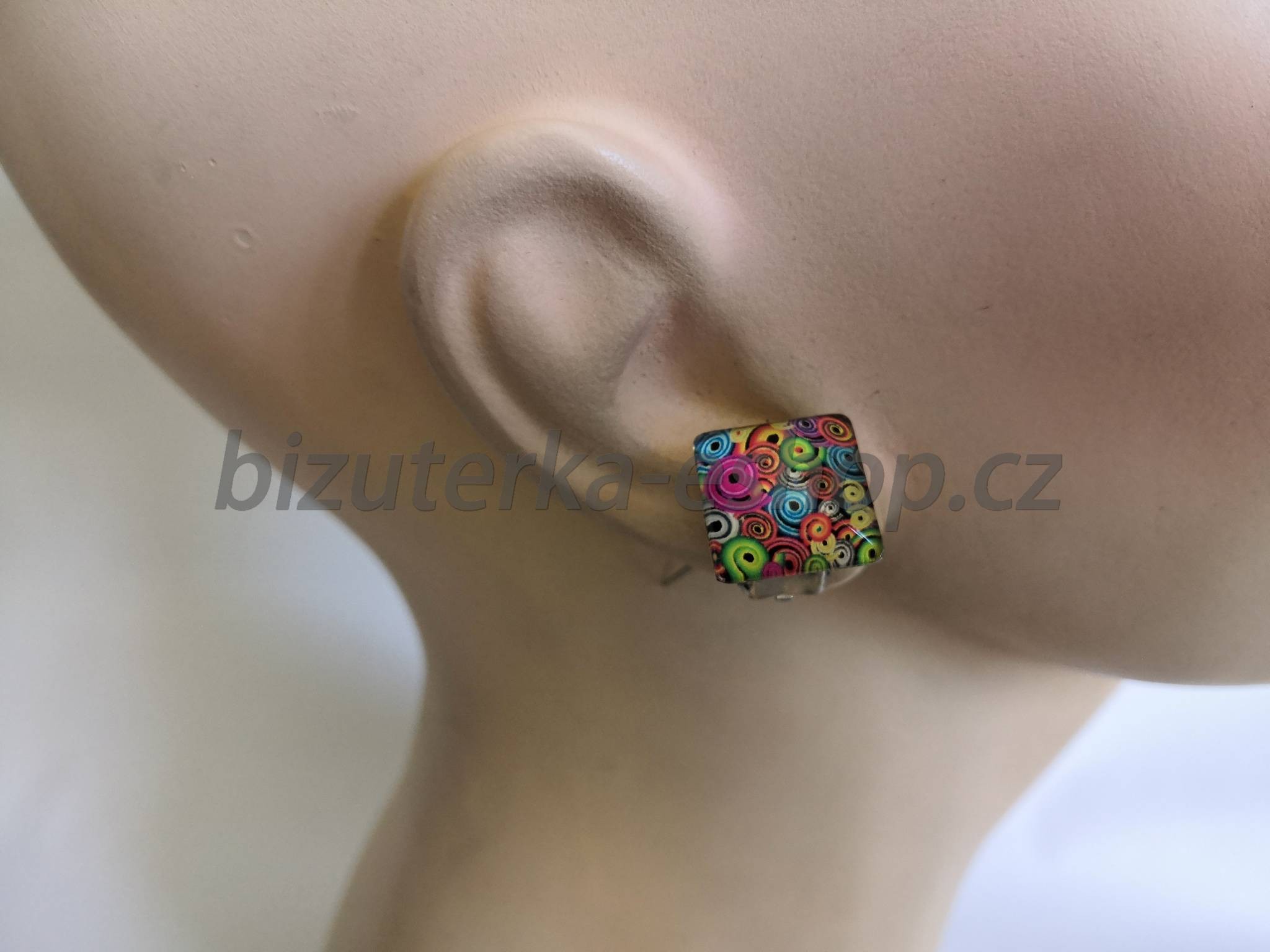 Naušnice klipsy hranaté barevné BZ-07106