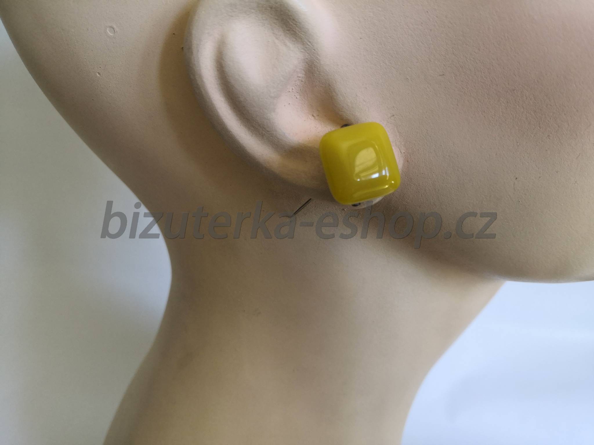 Naušnice klipsy hranaté žluté BZ-07115