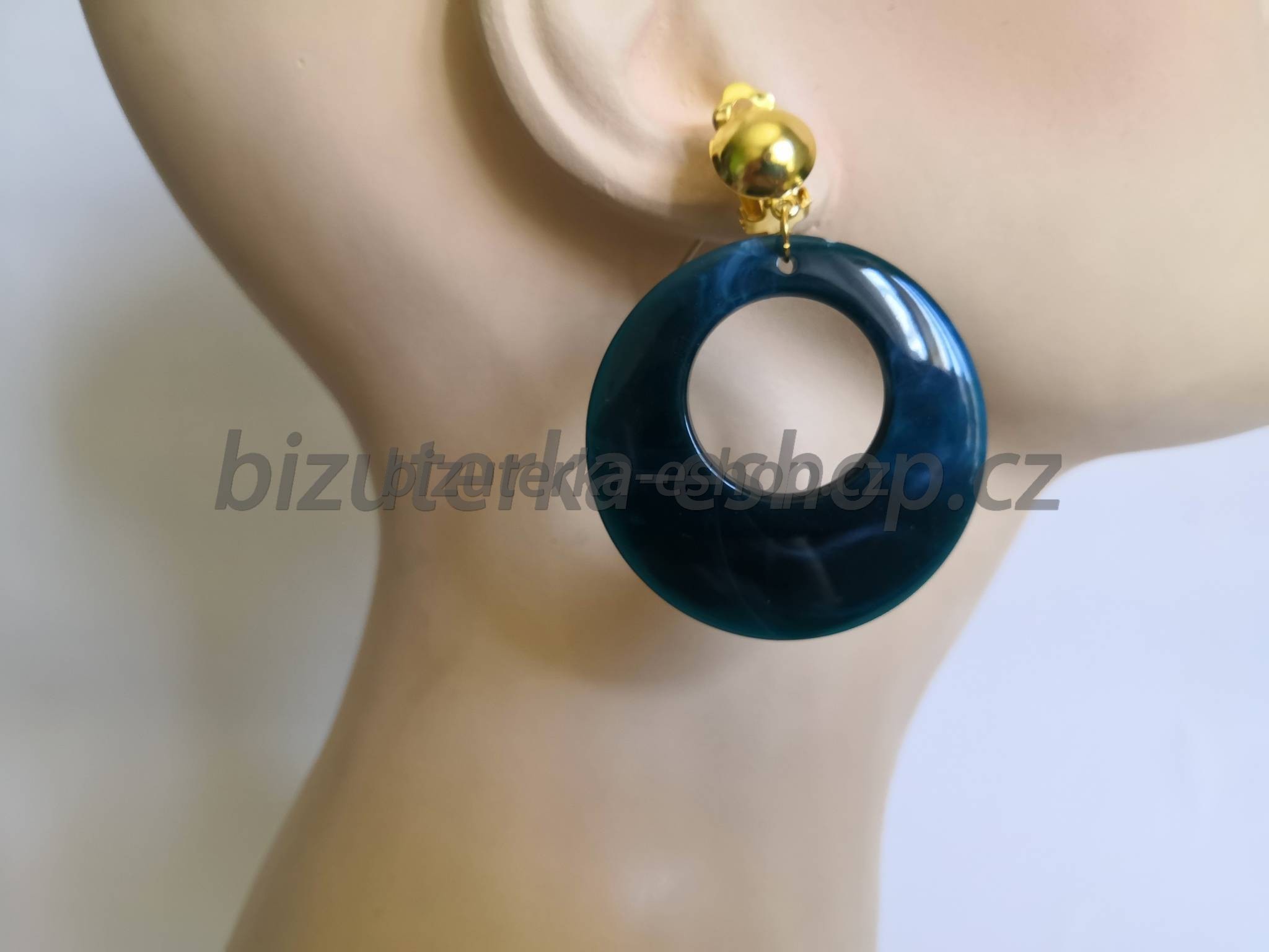 Naušnice klipsy kruhy zelené žíhané BZ-07120