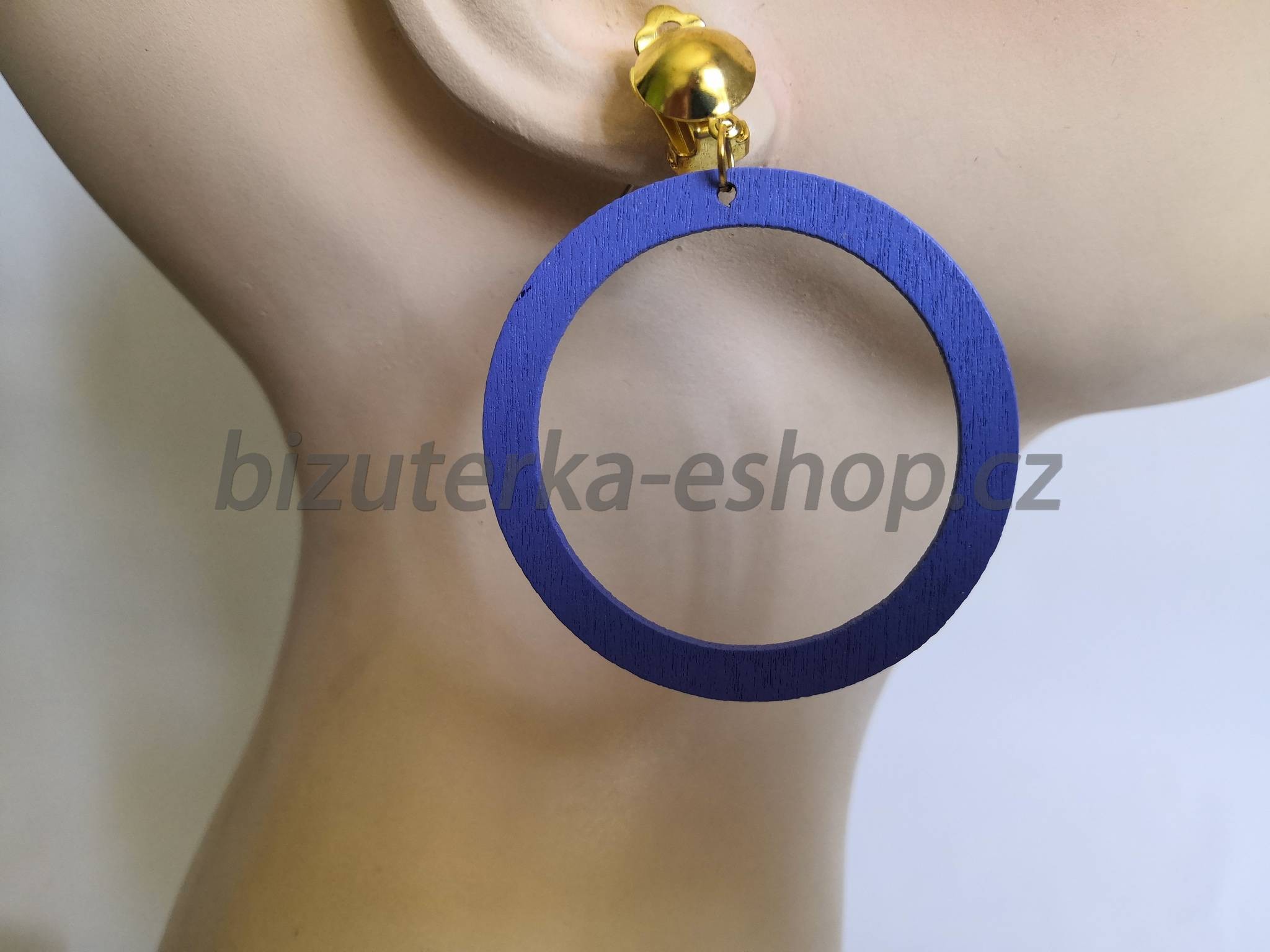 Naušnice klipsy kruhy tmavě fialovo modré velké BZ-07130