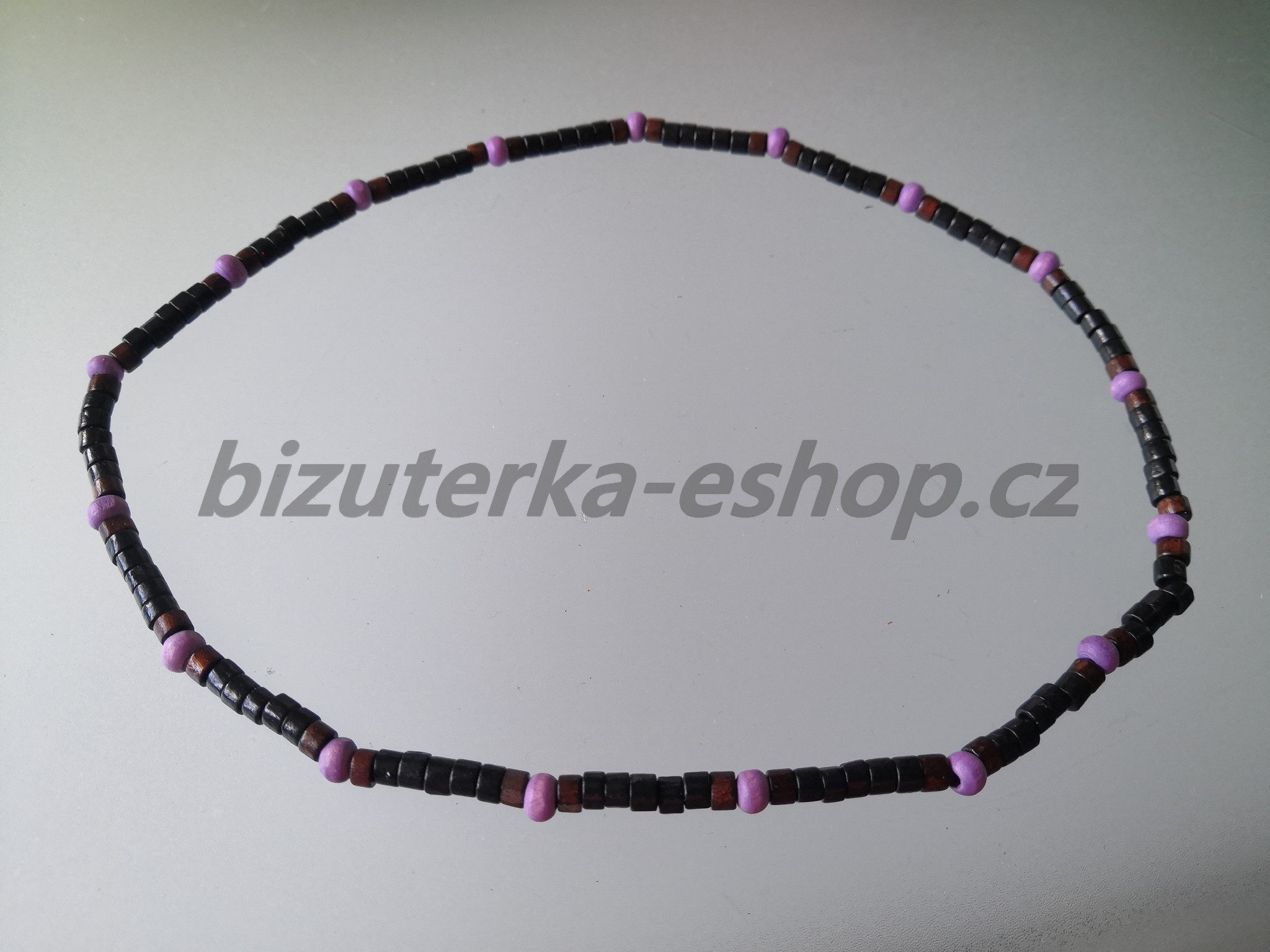 Dřevěné korálky na krk černo hnědo fialové BZ-071834