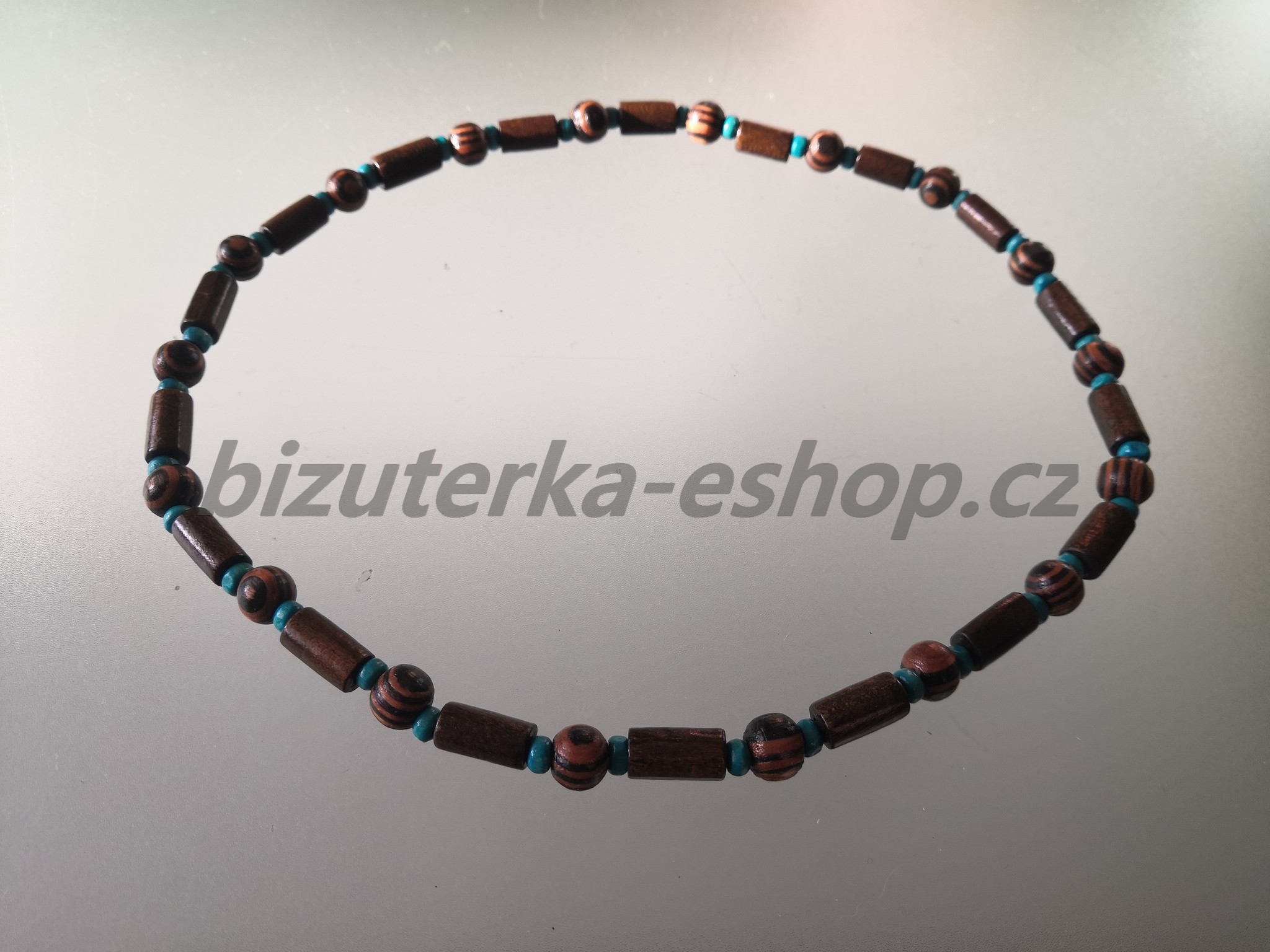 Dřevěné korále na krk hnědo modré BZ-071885