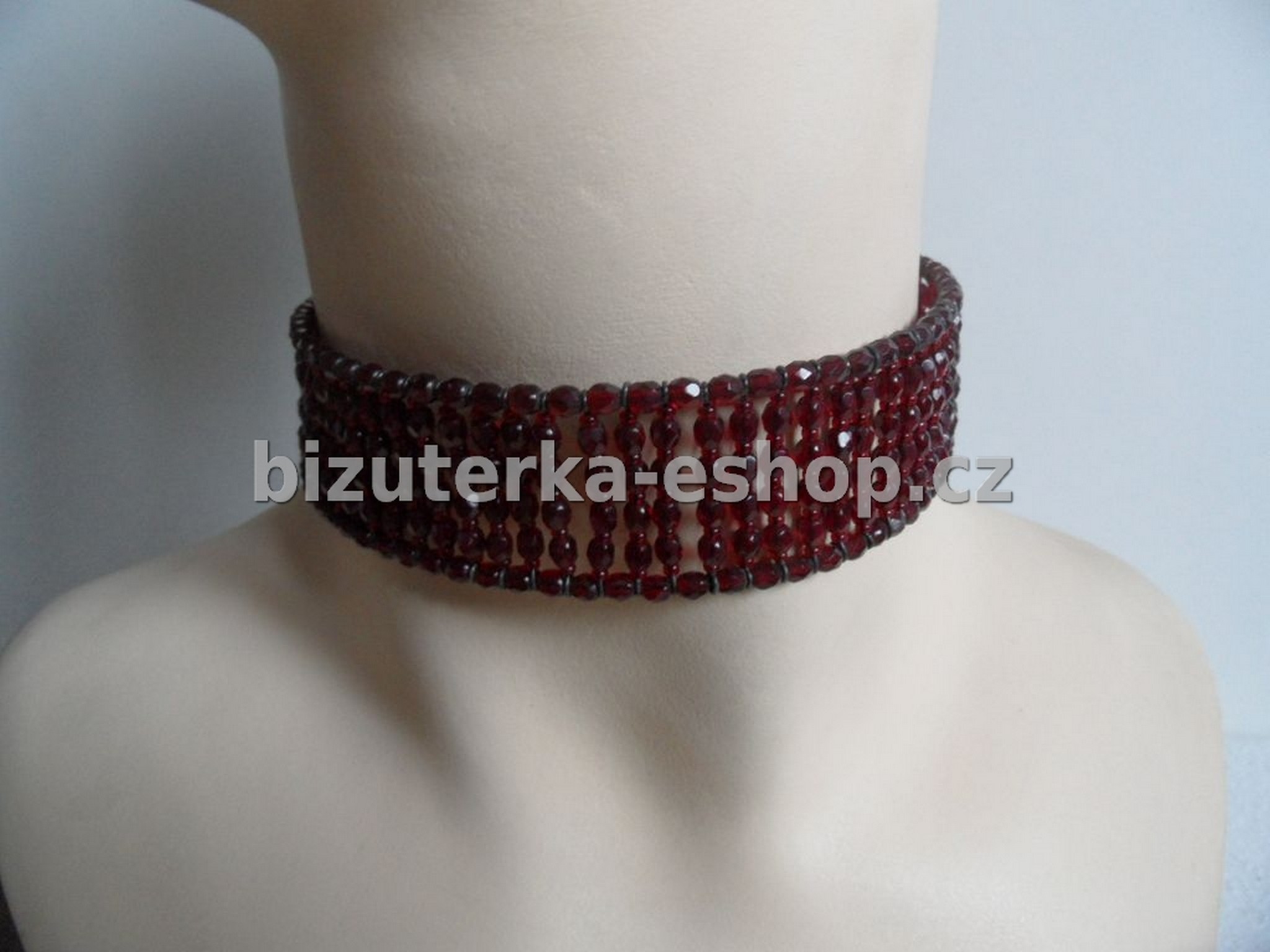 Náhrdelník - obojek perličky vínový BZ-03535