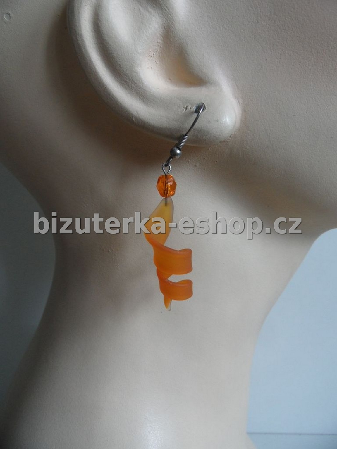 Naušnice skleněné oranžové spirálky BZ-03877